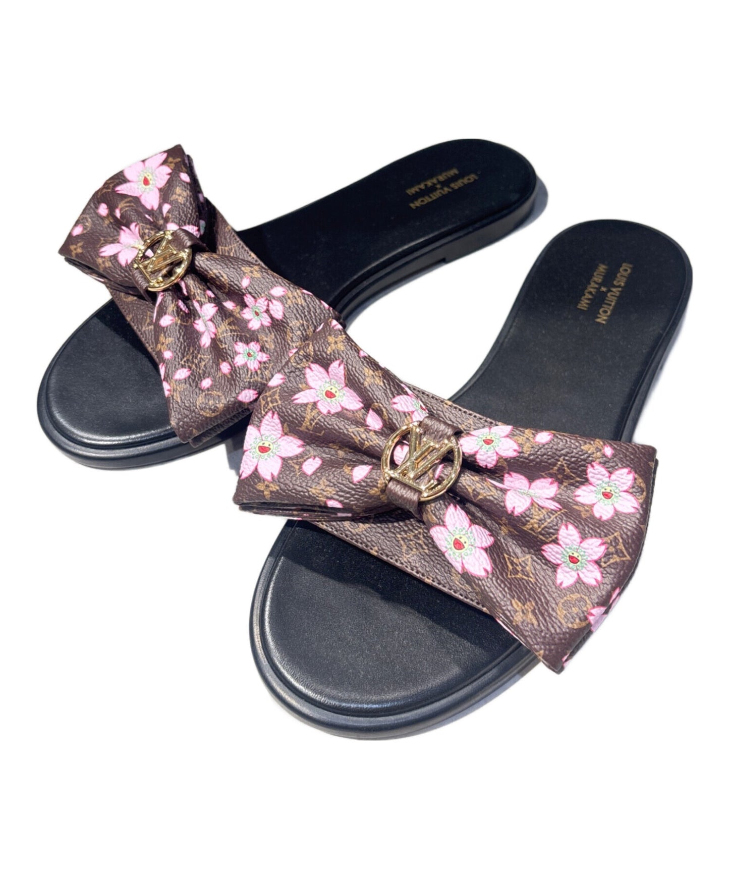 [Pre-owned] LOUIS VUITTON Louis Vuitton x Takashi Murakami Lily Flat Mule Cherry Blossom Sakura Brown / Lily Flat Mule / Flat Sandals 1AGVY6