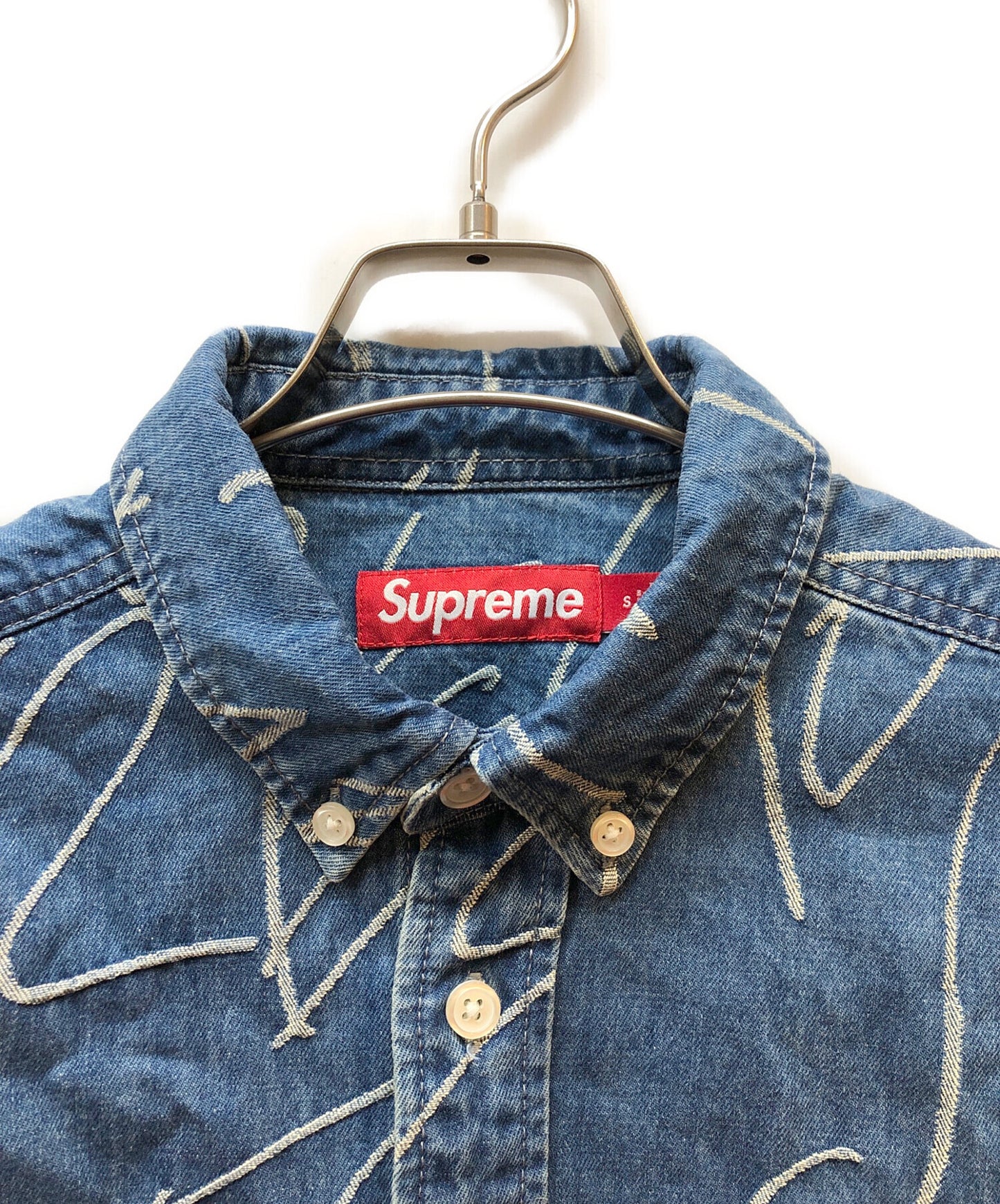 [Pre-owned] SUPREME Handwriting Jacquard Denim Shirt