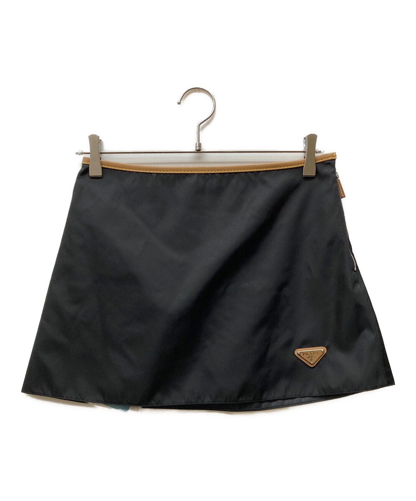[Pre-owned] PRADA RE-NYLON leather trim mini skirt 21H969