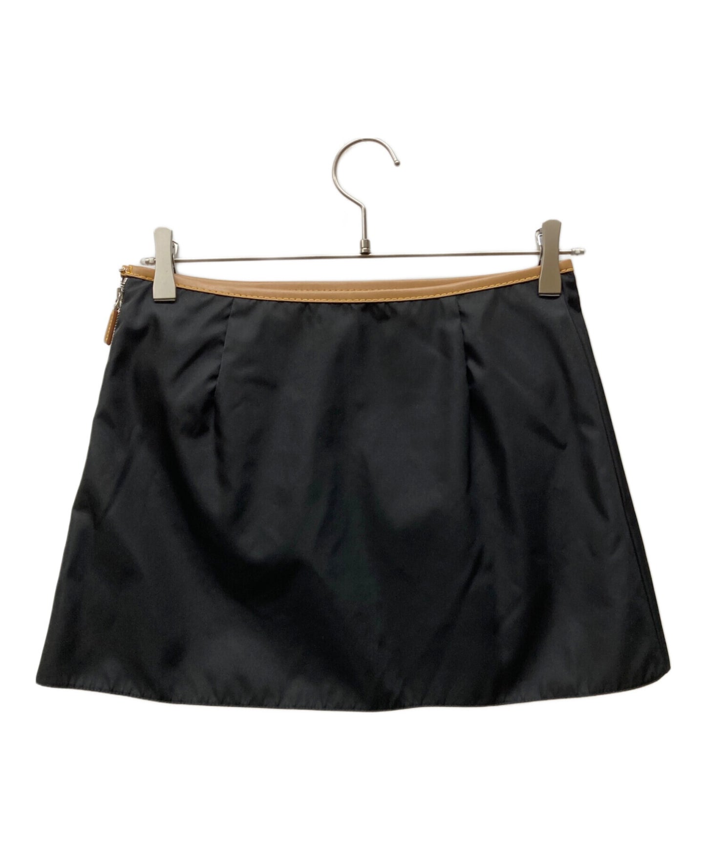 [Pre-owned] PRADA RE-NYLON leather trim mini skirt 21H969
