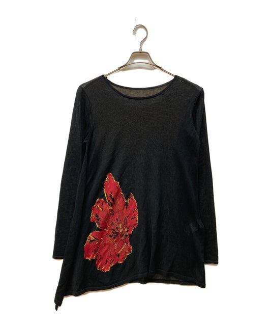 [Pre-owned] YOHJI YAMAMOTO Linen-blend flower motif knit FH-K09-092