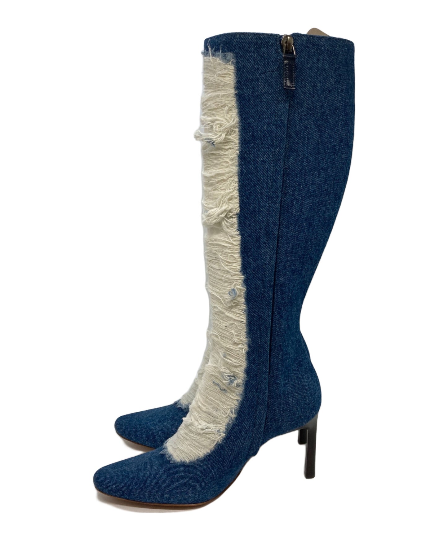[Pre-owned] LOEWE Ripped denim long boots L815285X36