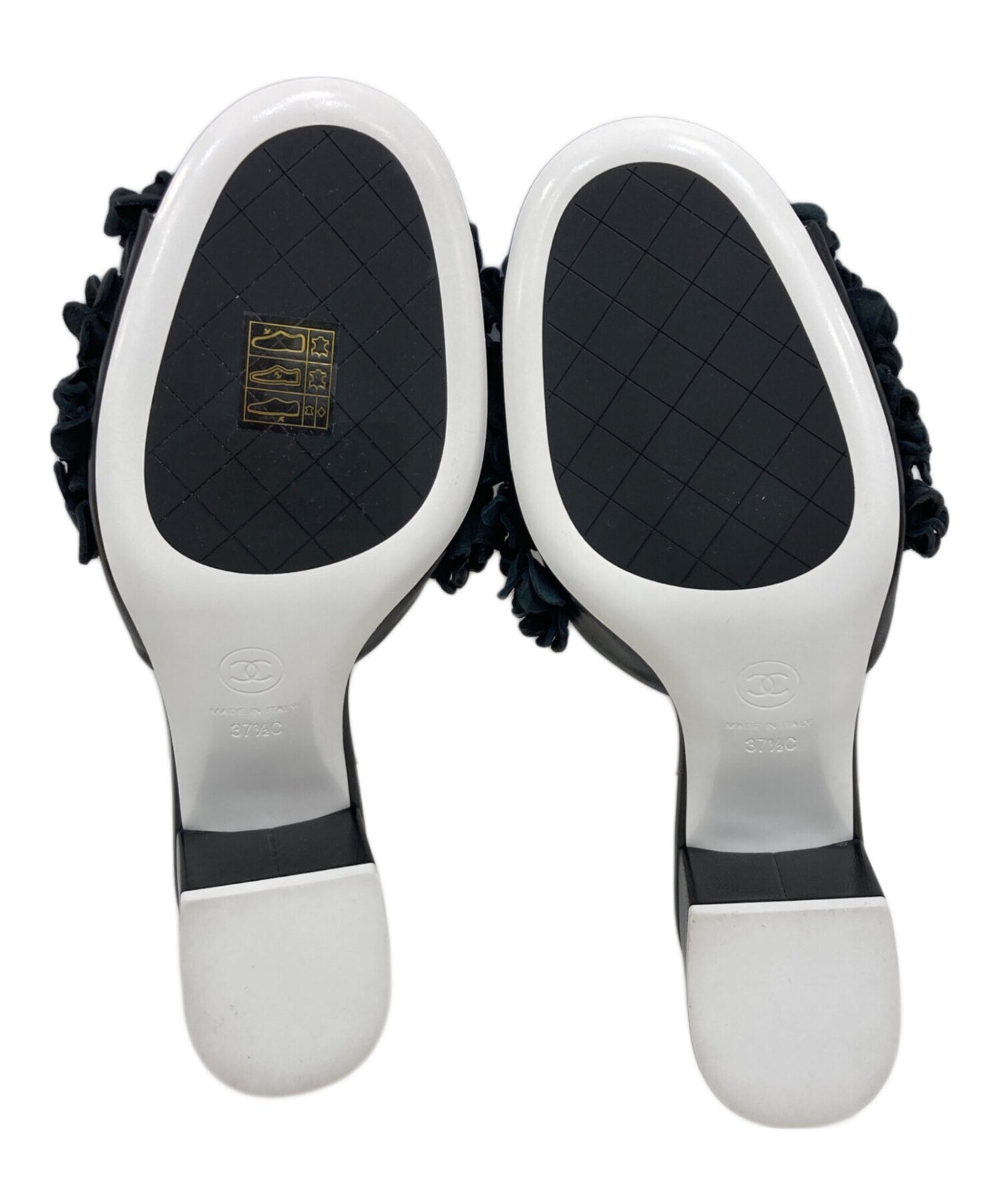 [Pre-owned] CHANEL Leather flower motif heeled sandals G46359