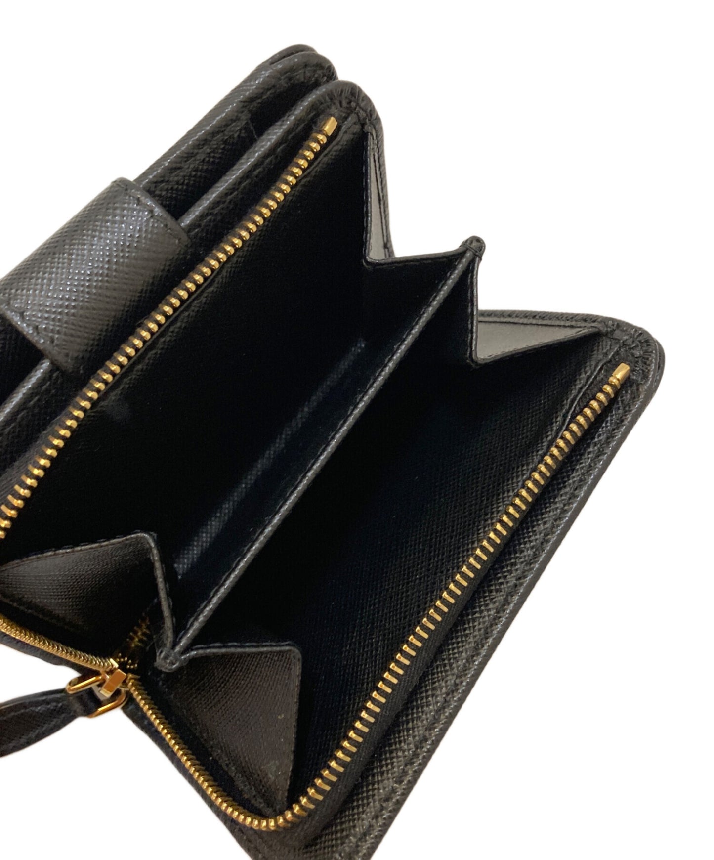 [Pre-owned] PRADA Saffiano triangle logo wallet 1ML018