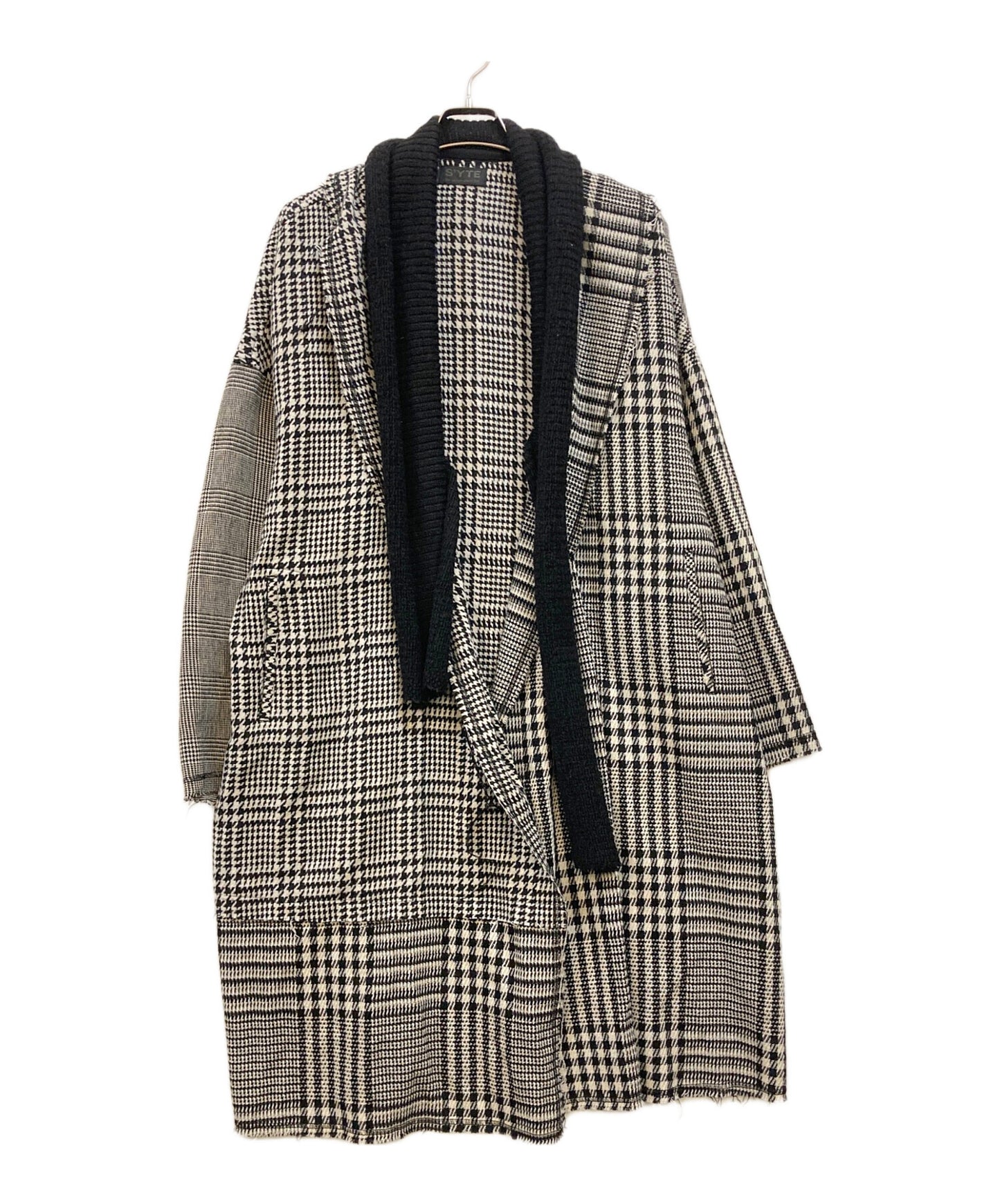 [Pre-owned] s'yte Knitted Collar Houndstooth Coat UM-C51-808