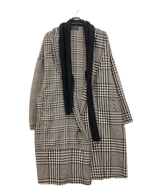 [Pre-owned] s'yte Knitted Collar Houndstooth Coat UM-C51-808