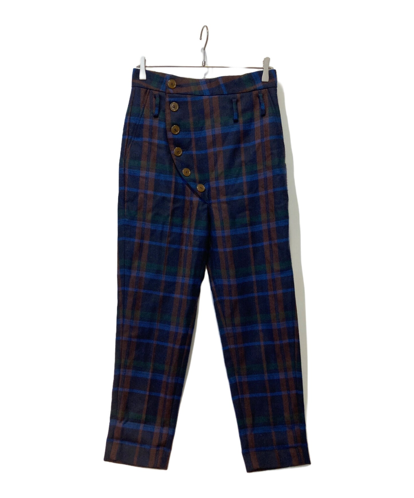 [Pre-owned] Vivienne Westwood man Asymmetrical Front Tartan Check Wool Pants VW-W1-71886