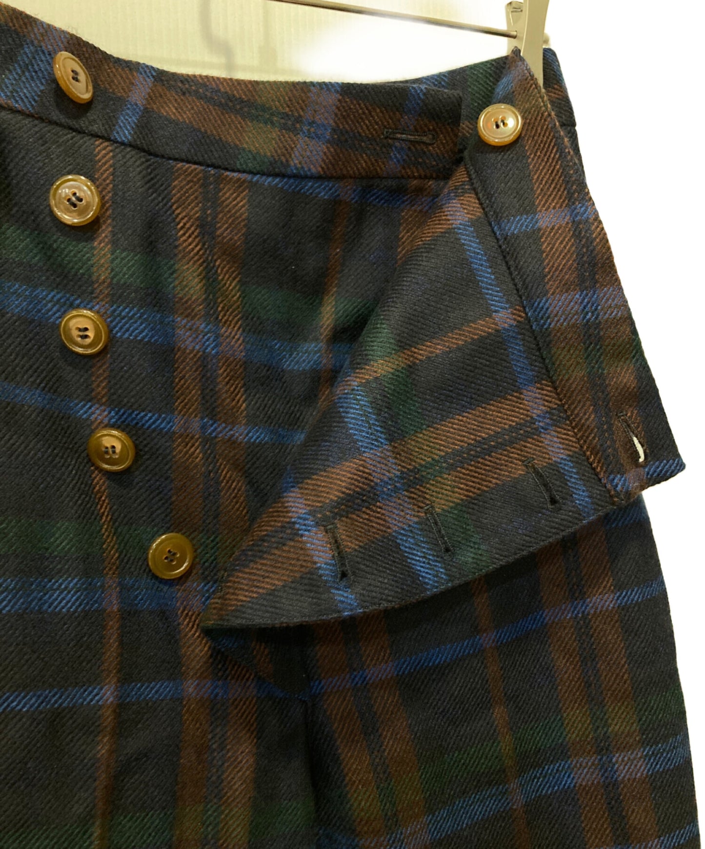 [Pre-owned] Vivienne Westwood man Asymmetrical Front Tartan Check Wool Pants VW-W1-71886