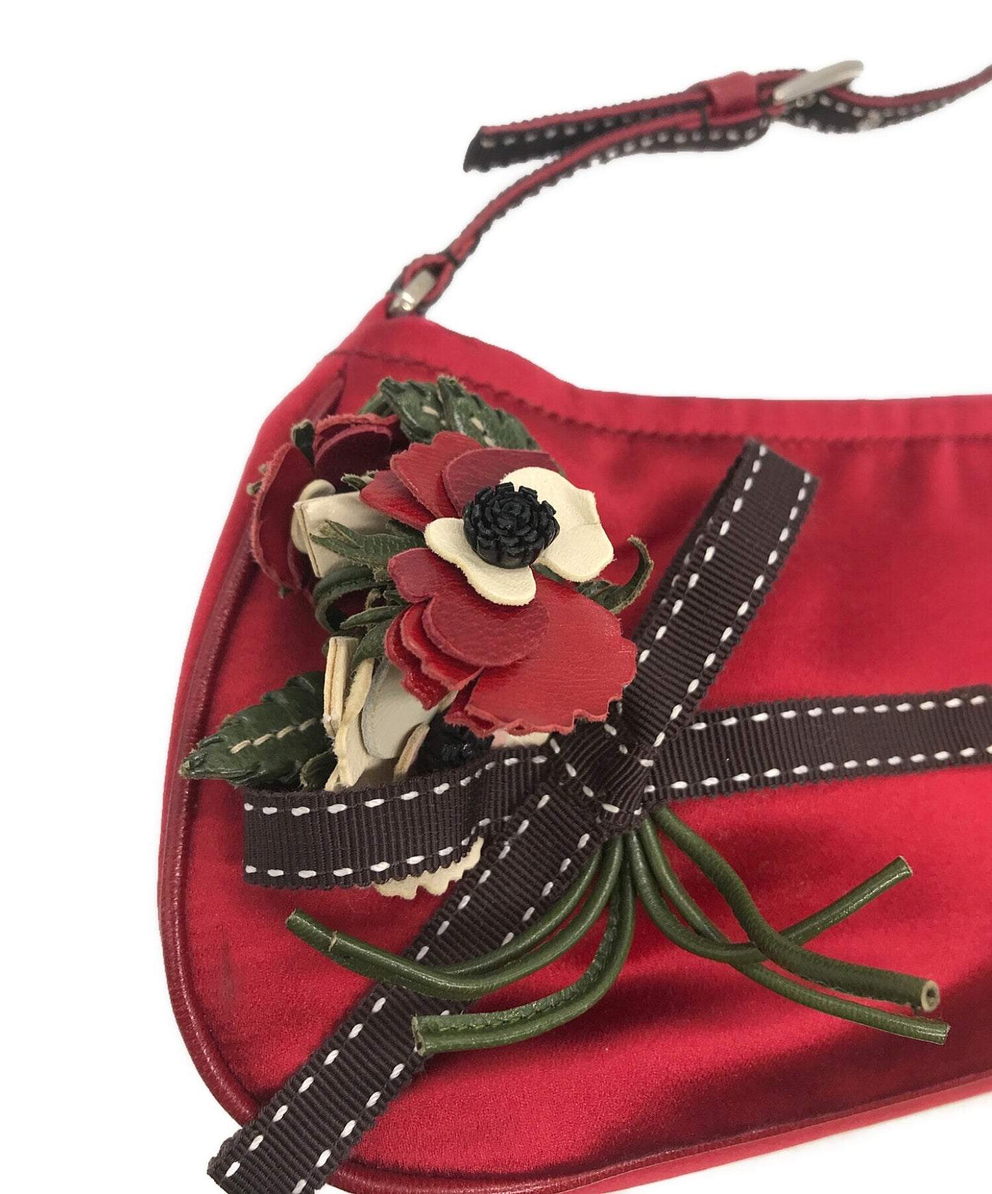 [Pre-owned] PRADA Semi shoulder bag with flower motif BR1515