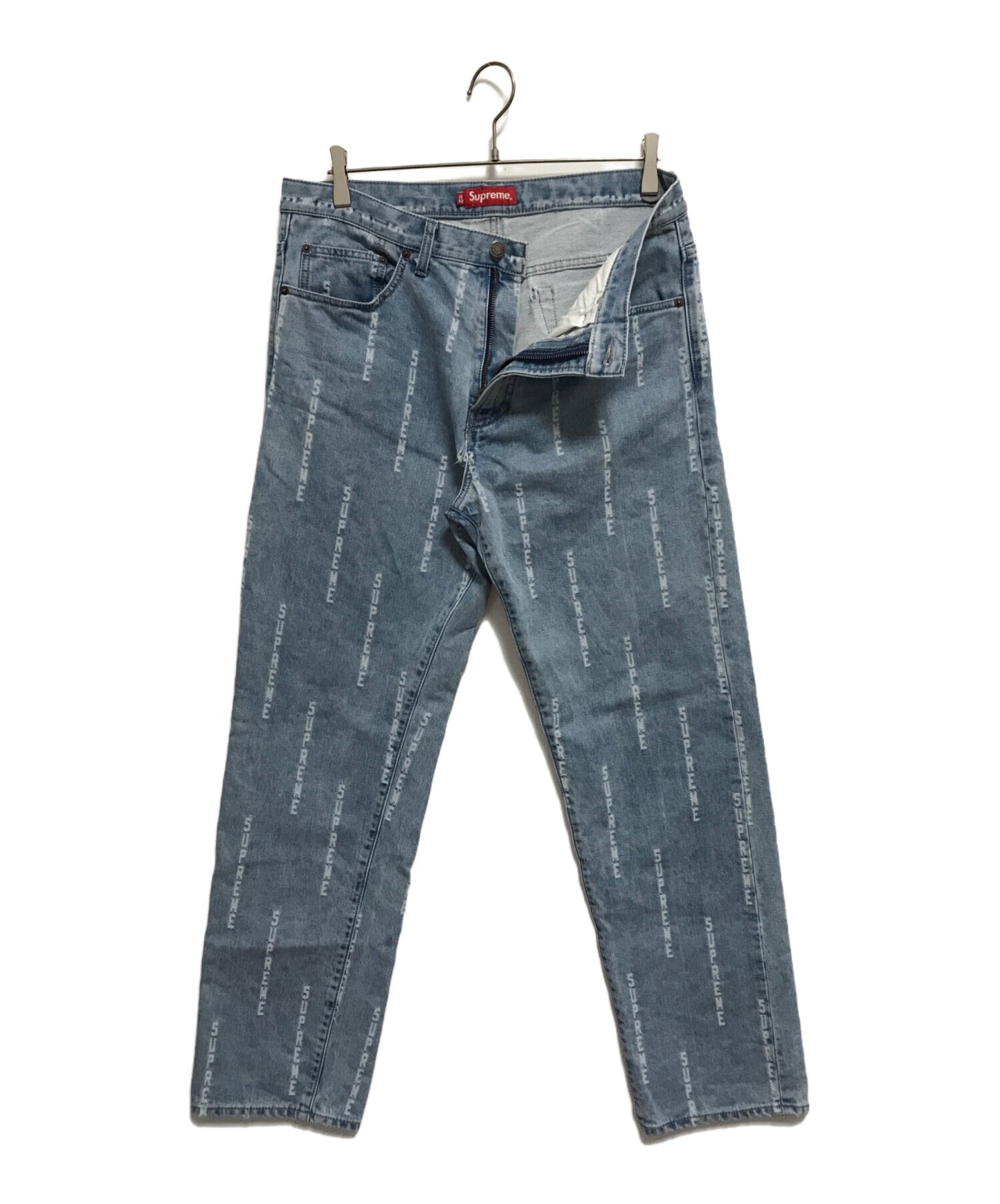 [Pre-owned] SUPREME Logo Stripe Jacquard Regular Jean