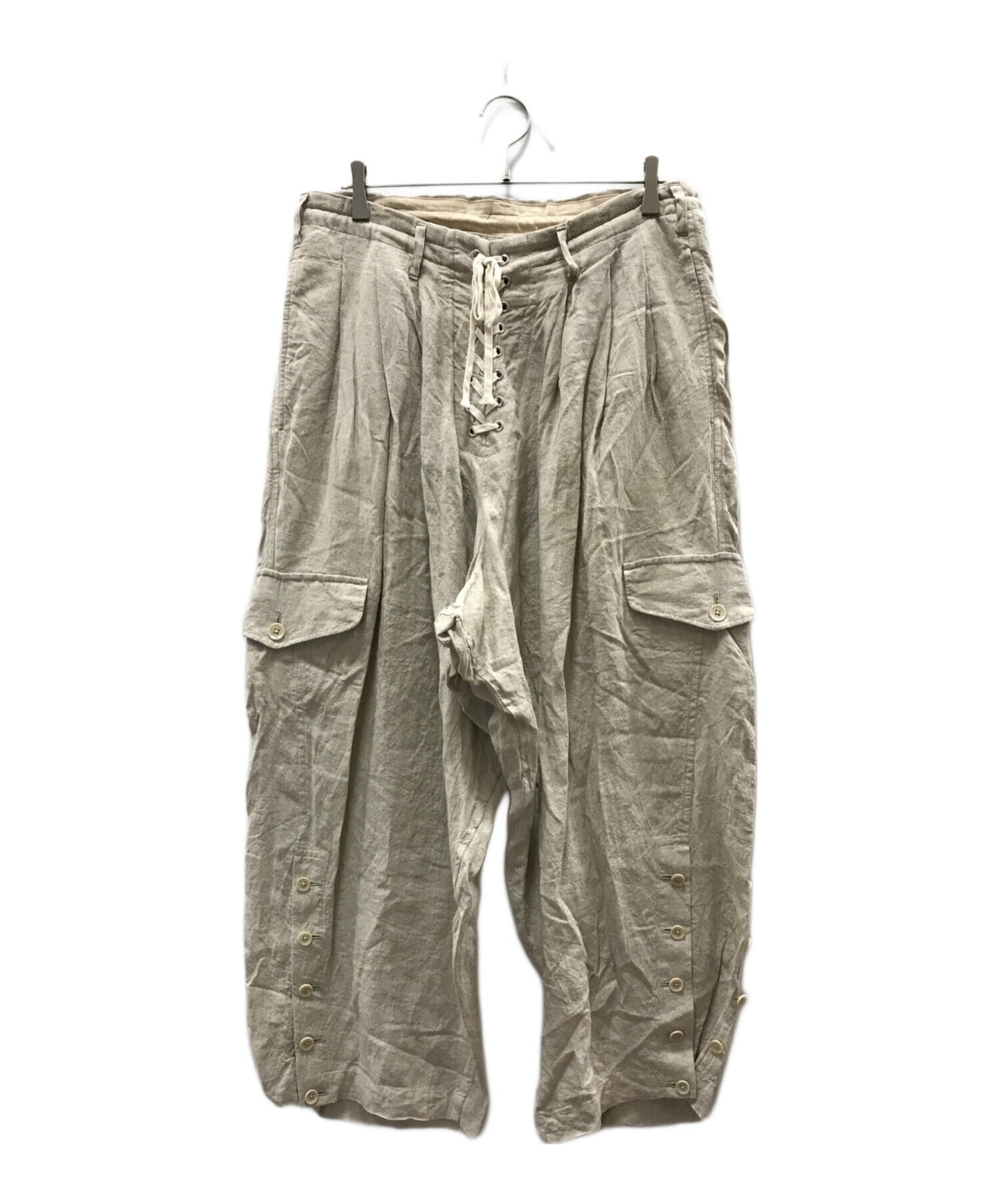 [Pre-owned] Yohji Yamamoto pour homme LINEN ddw HEM ADJUSTFOLD PANTS HD-P47-303