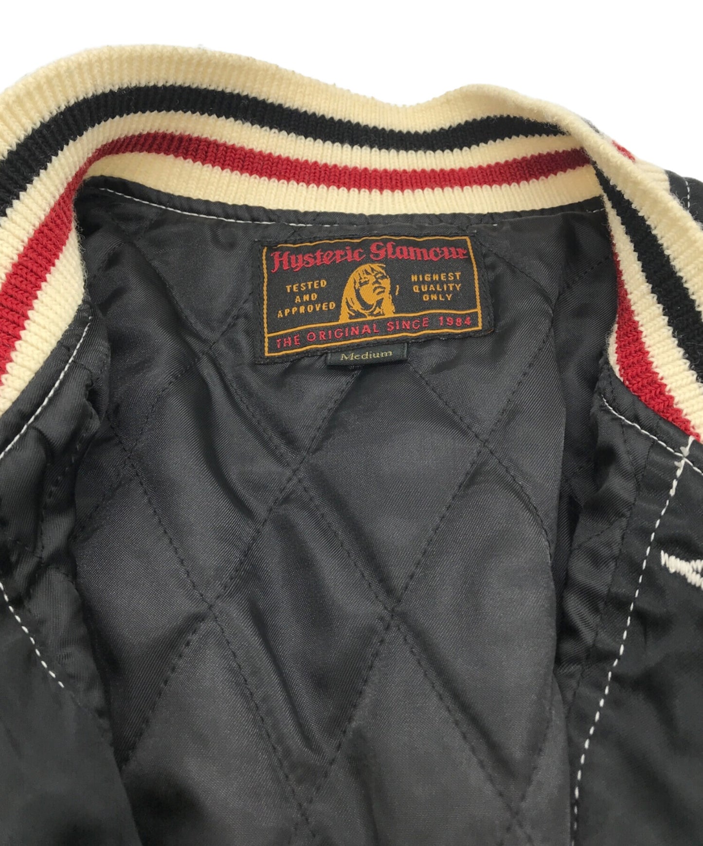 [Pre-owned] Hysteric Glamour satin and embroidered version of a stadium jumper 0153AB14