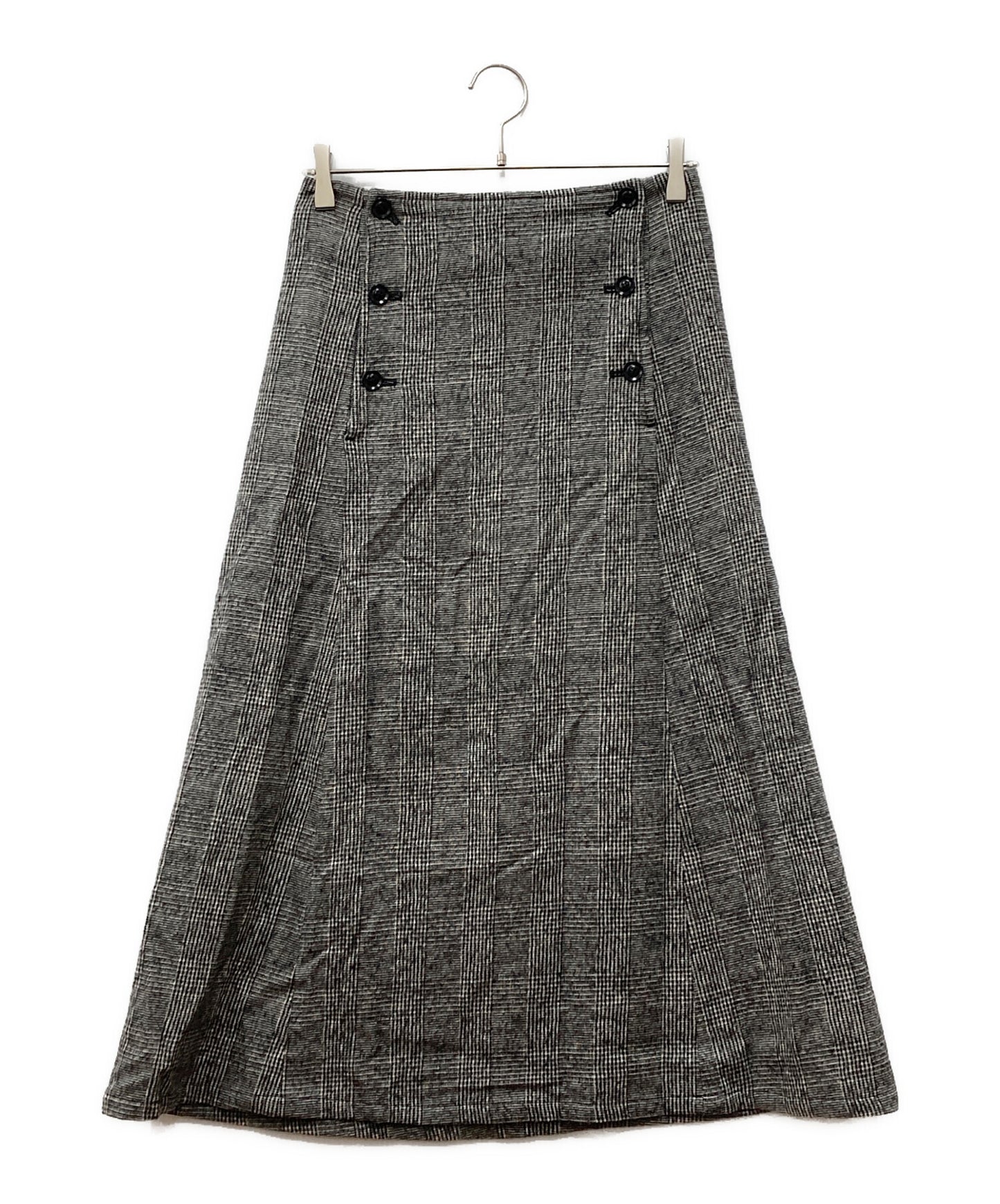[Pre-owned] Y's Blush Wool Glen Checked Sweater Skirt YO-S14-007