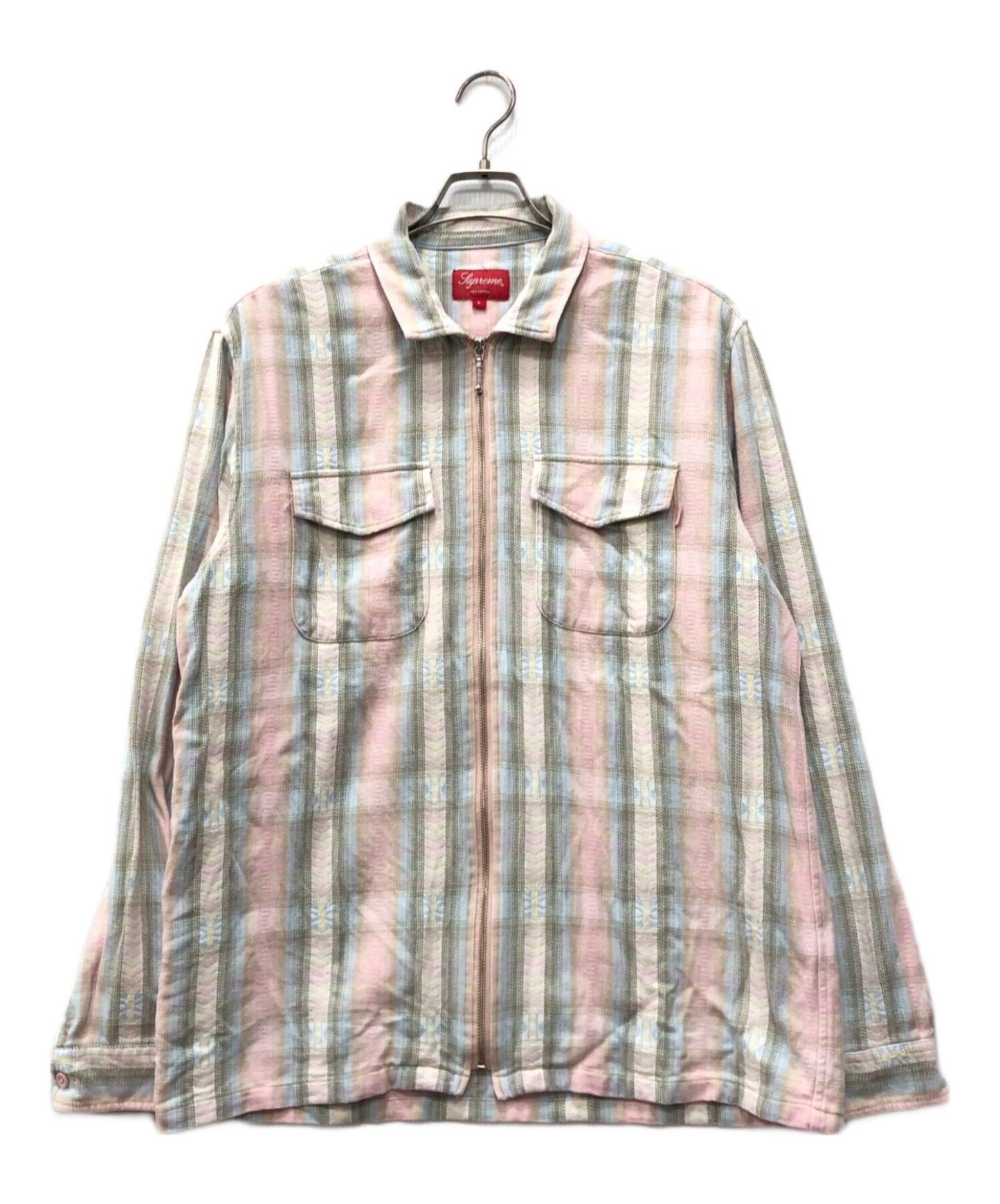 [Pre-owned] SUPREME PLAID FLANNEL ZIP UP SHIRT