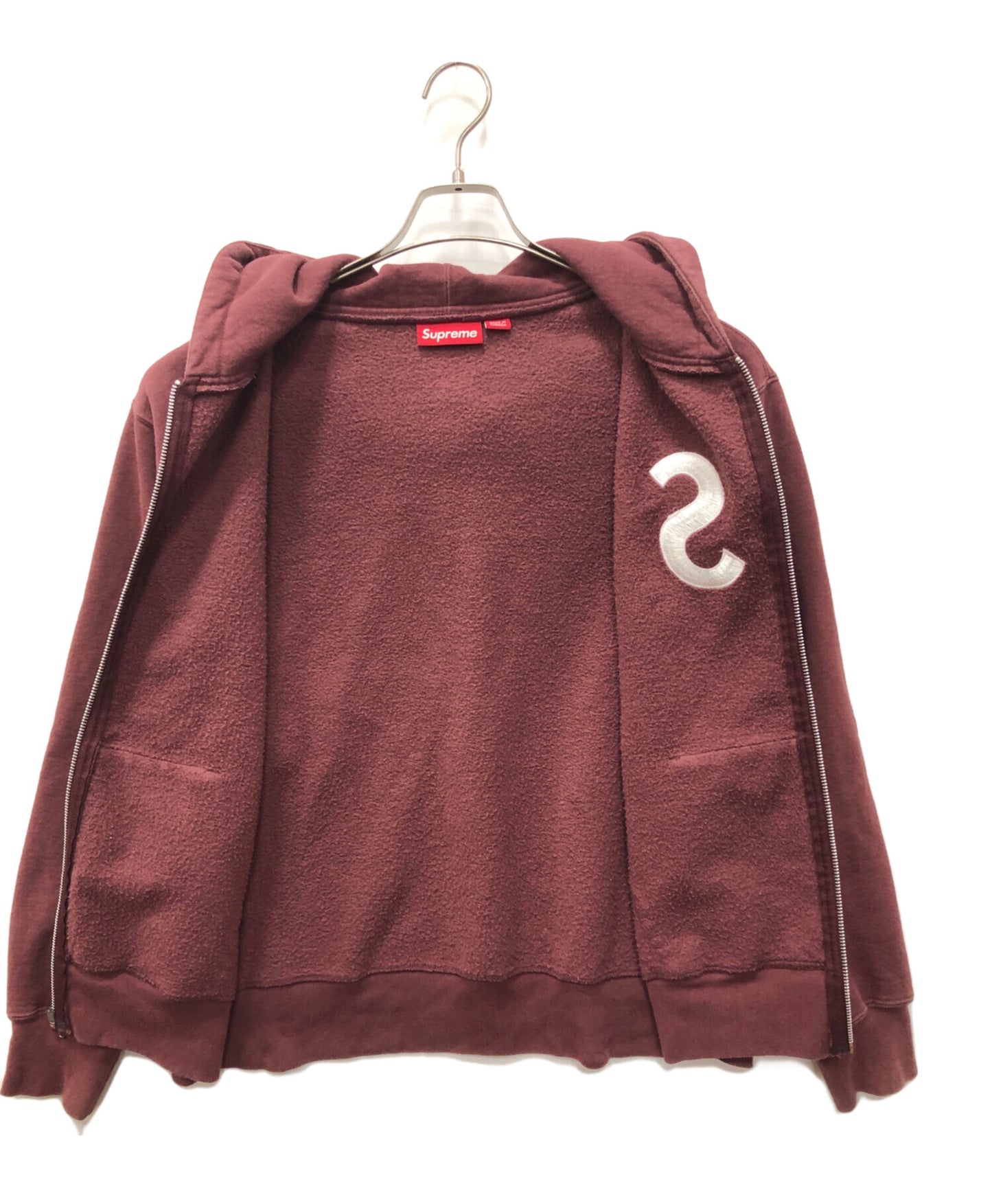 [Pre-owned] SUPREME S Logo Zip-Up Hooded Sweatshirt