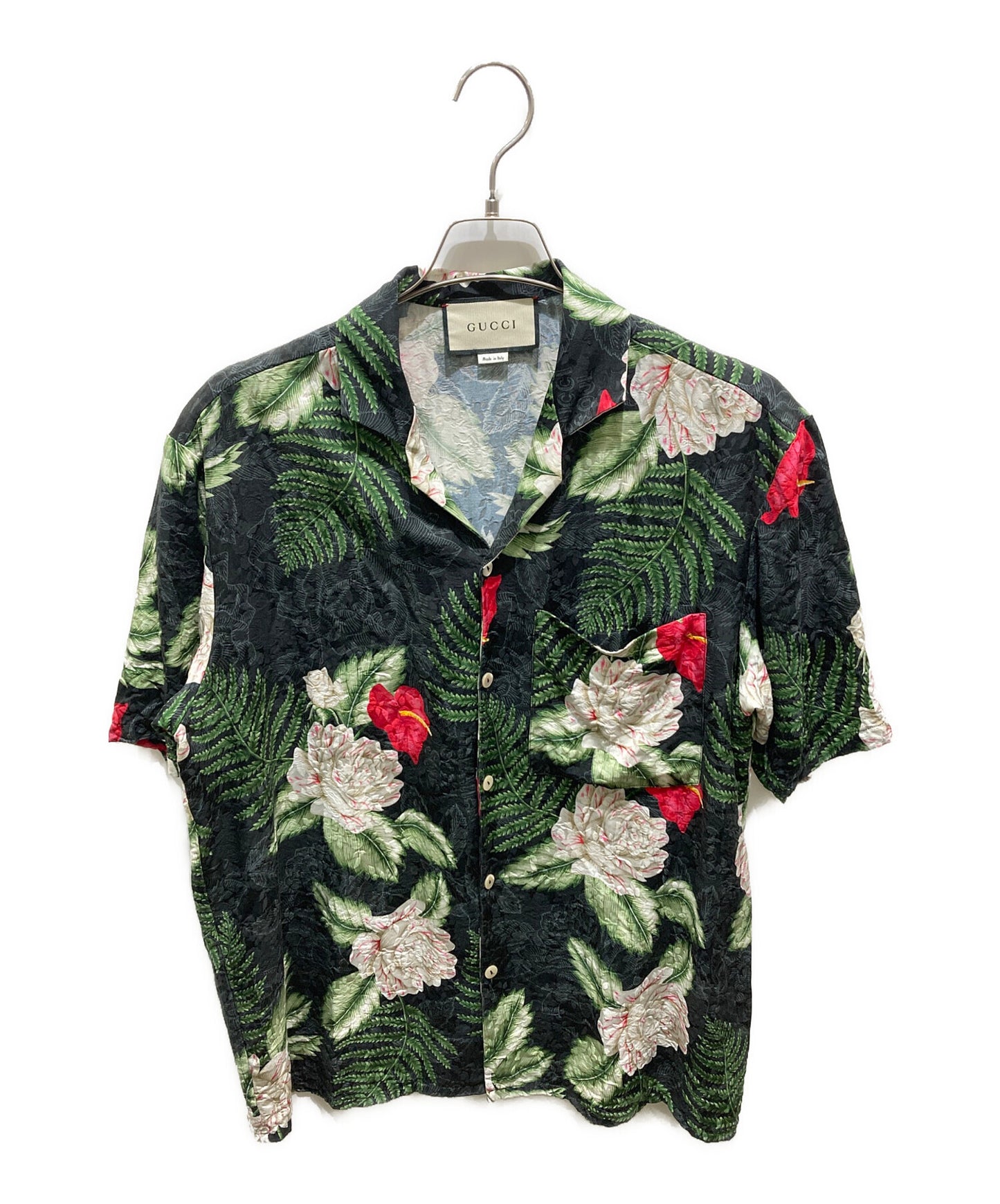[Pre-owned] GUCCI Silk blend Hawaiian print bowling short sleeve shirt 624524 ZAEMQ
