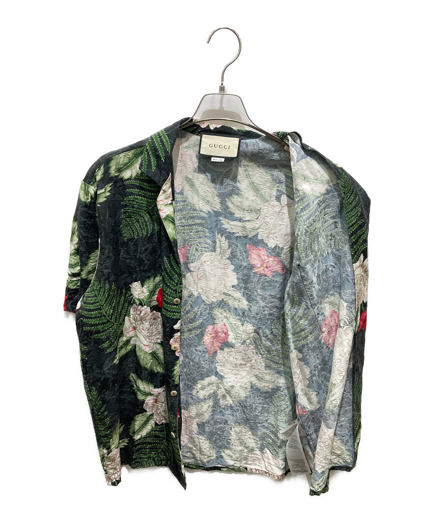 [Pre-owned] GUCCI Silk blend Hawaiian print bowling short sleeve shirt 624524 ZAEMQ