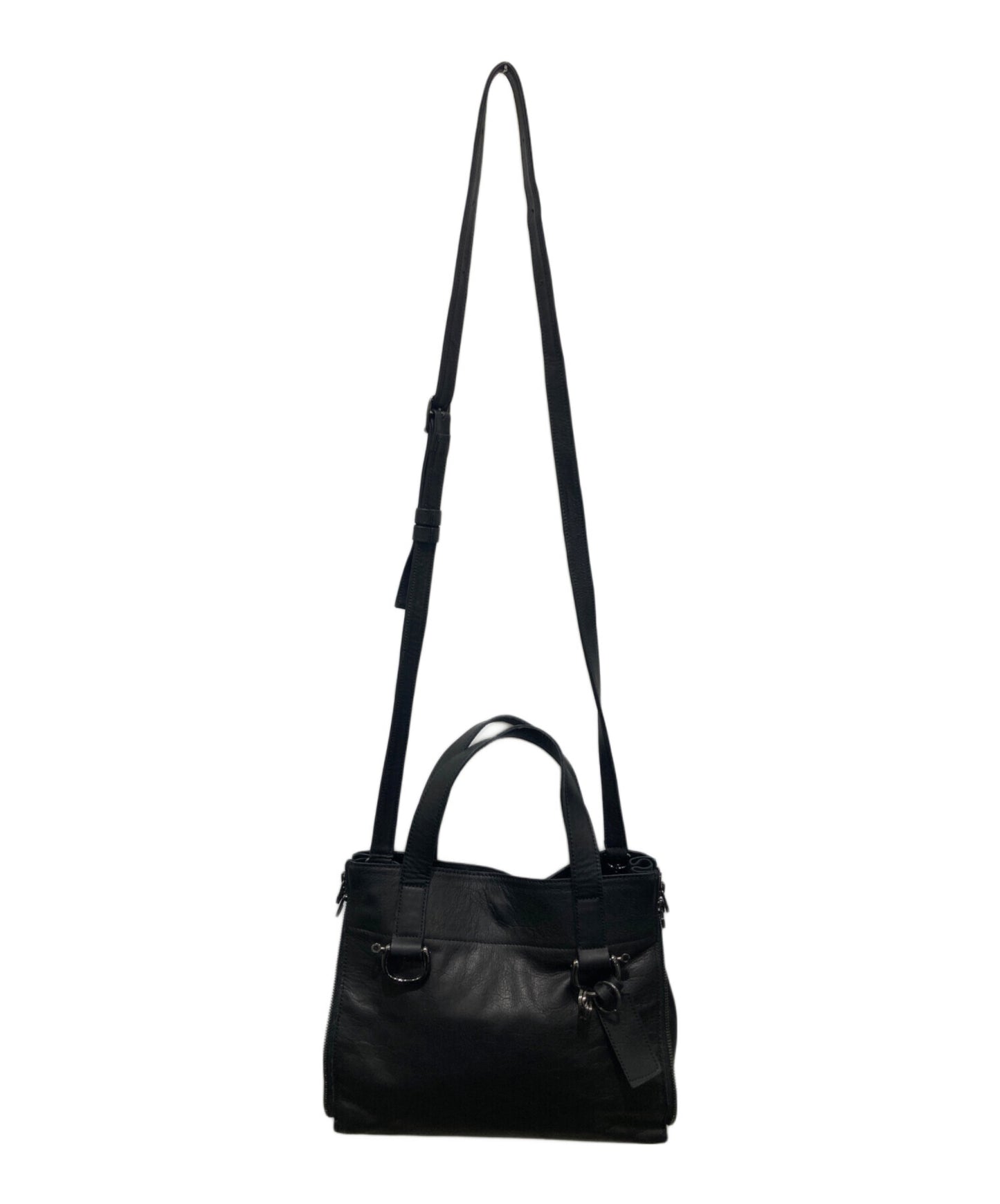 [Pre-owned] discord Yohji Yamamoto Cow Leather Zipper Handbag DS-I01-707