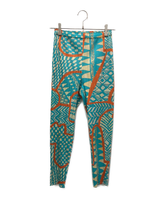 [Pre-owned] PLEATS PLEASE Printed pants with all-over pattern PP13-JF633