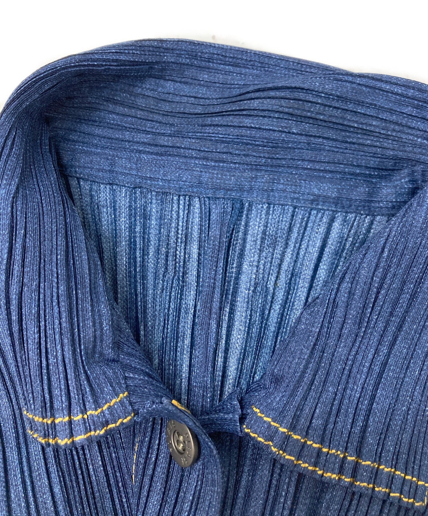 [Pre-owned] PLEATS PLEASE Denim Print Pleated Jacket PP75-JD021