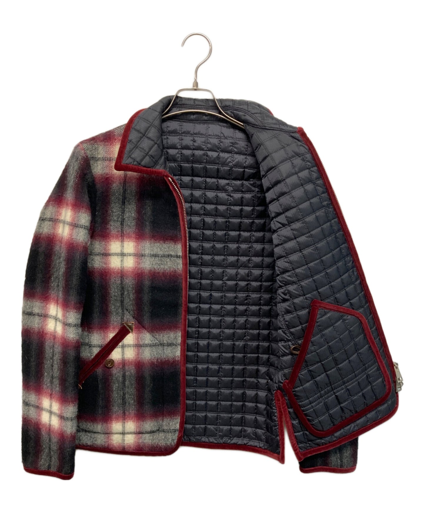 [Pre-owned] NUMBER (N)INE Check & Quilted Reversible Jacket NNJ-F913