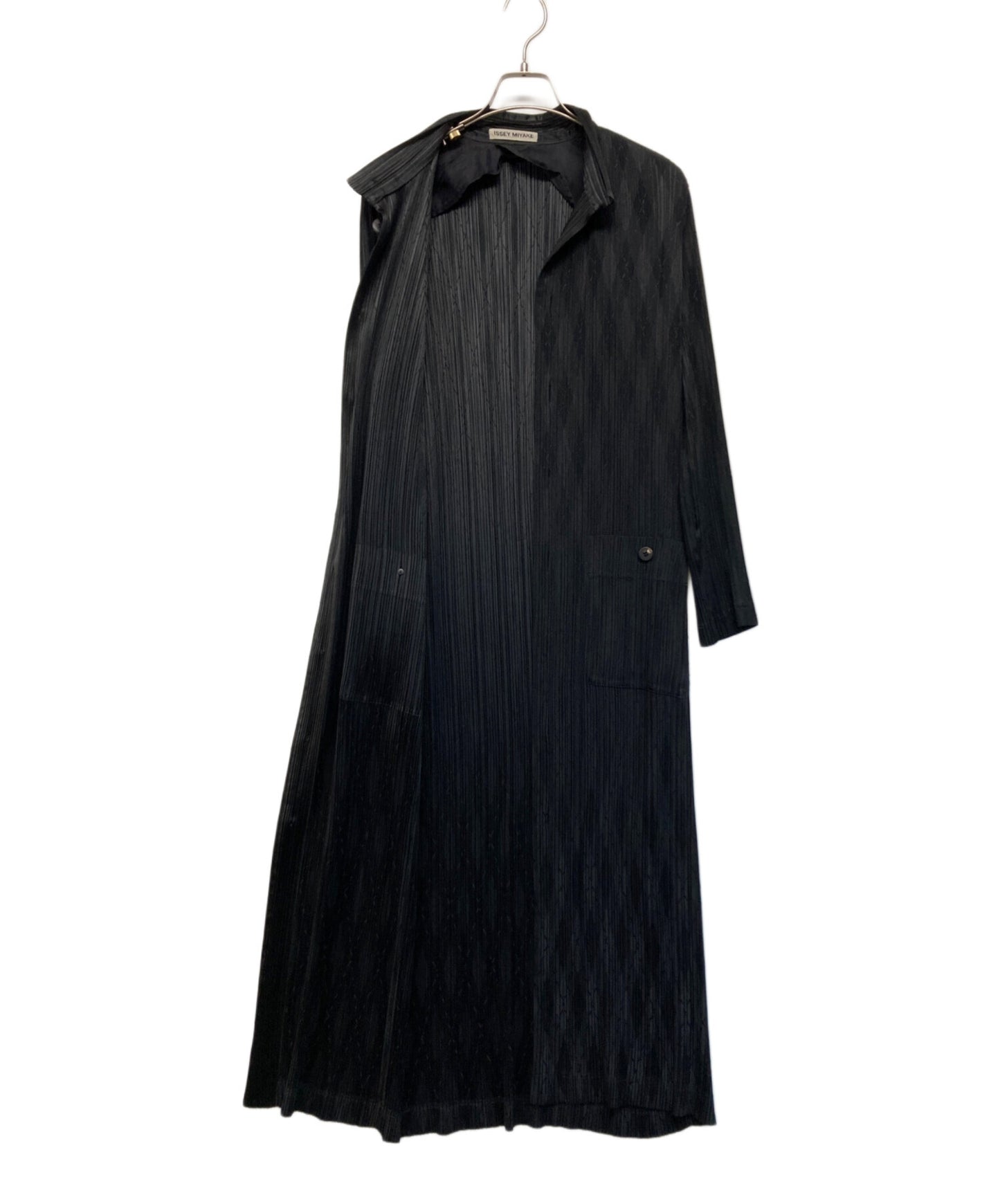 [Pre-owned] ISSEY MIYAKE Pleated Argyle Long Coat IM63-FD902