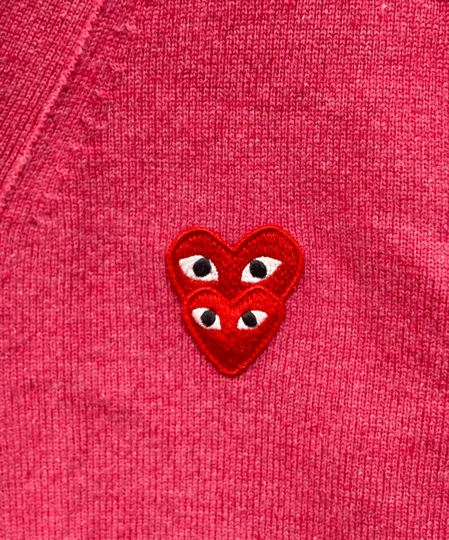 [Pre-owned] PLAY COMME des GARCONS DOUBLE RED HEART MENS V NECK CARDIGAN AZ-N076