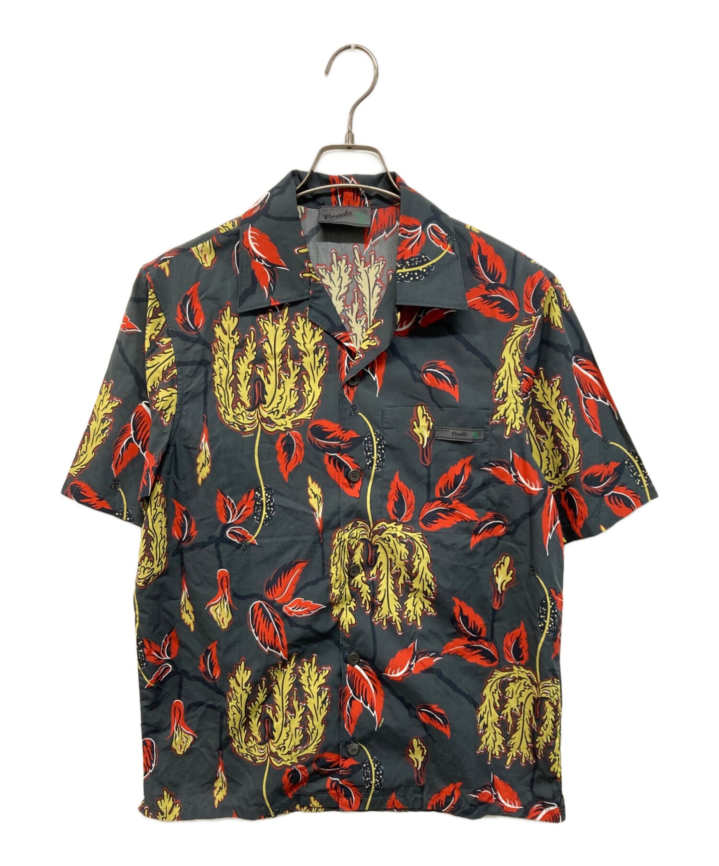 [Pre-owned] PRADA All-Over Print Aloha Open-Collar Shirt, Open-Collar Shirt, Floral Print UCS305