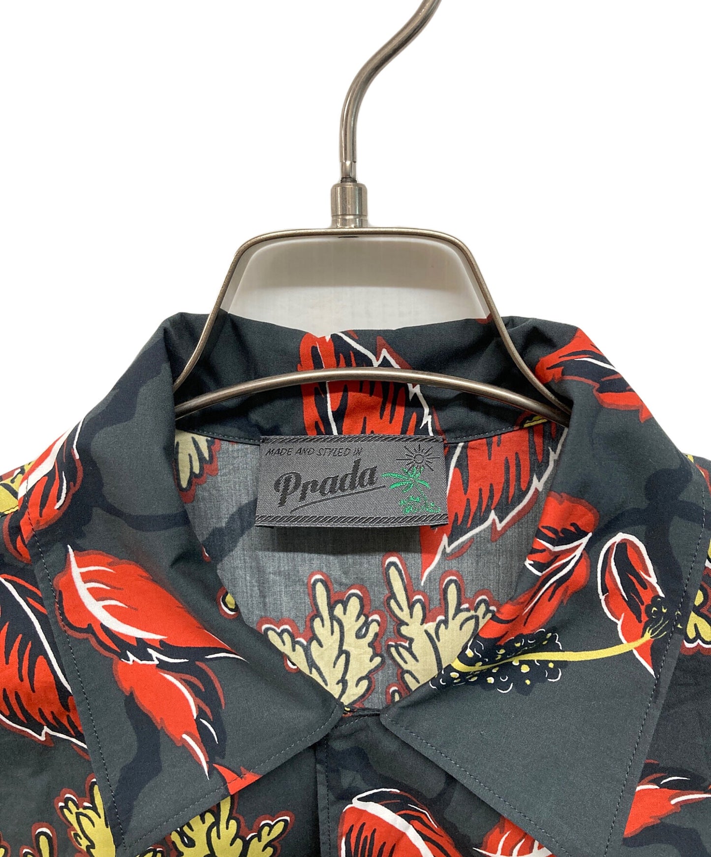 [Pre-owned] PRADA All-Over Print Aloha Open-Collar Shirt, Open-Collar Shirt, Floral Print UCS305
