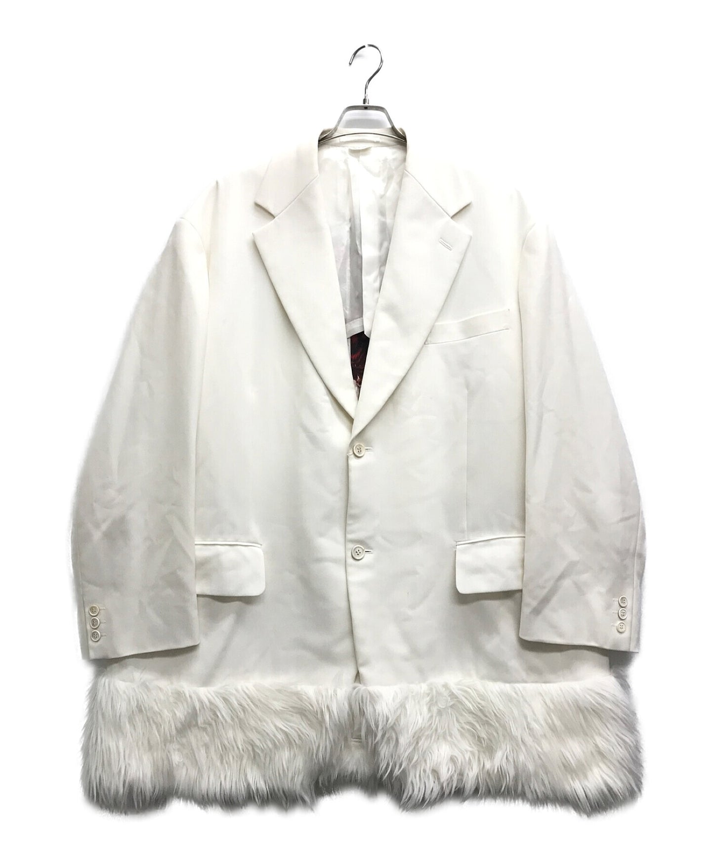 [Pre-owned] COMME des GARCONS HOMME PLUS Collage Print Fur Docking Oversized Tailored Coat PI-J031