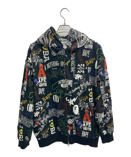[Pre-owned] A BATHING APE Hand Drawn Pattern Shark Zip Hoodie 001zpk301303m