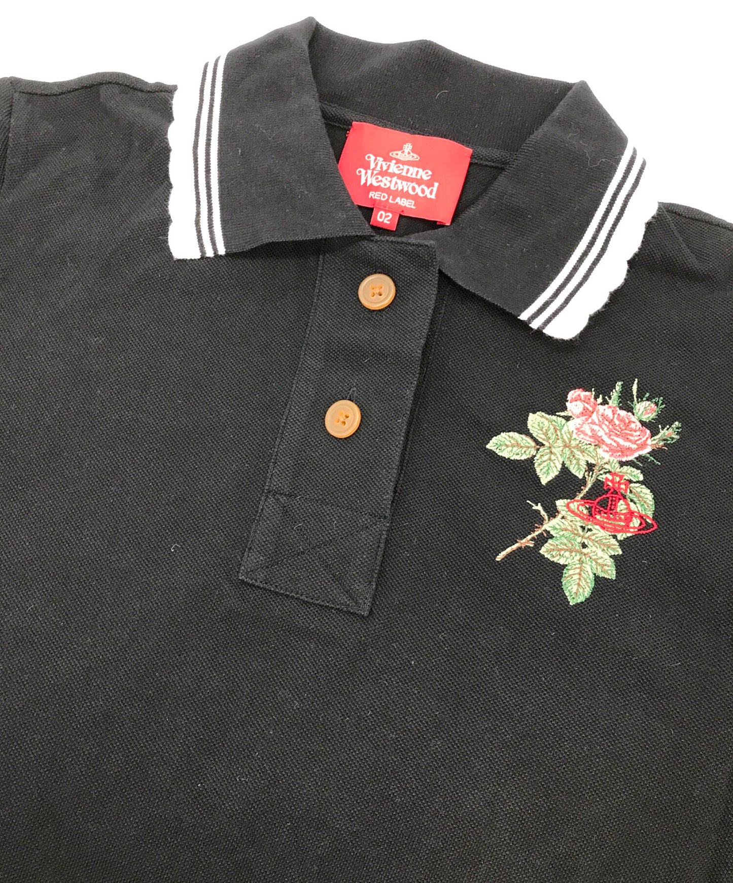 [Pre-owned] Vivienne Westwood RED LABEL Rose Embroidered Short-Sleeved Polo Shirt Short-Sleeved Polo Shirt 16-12-341043