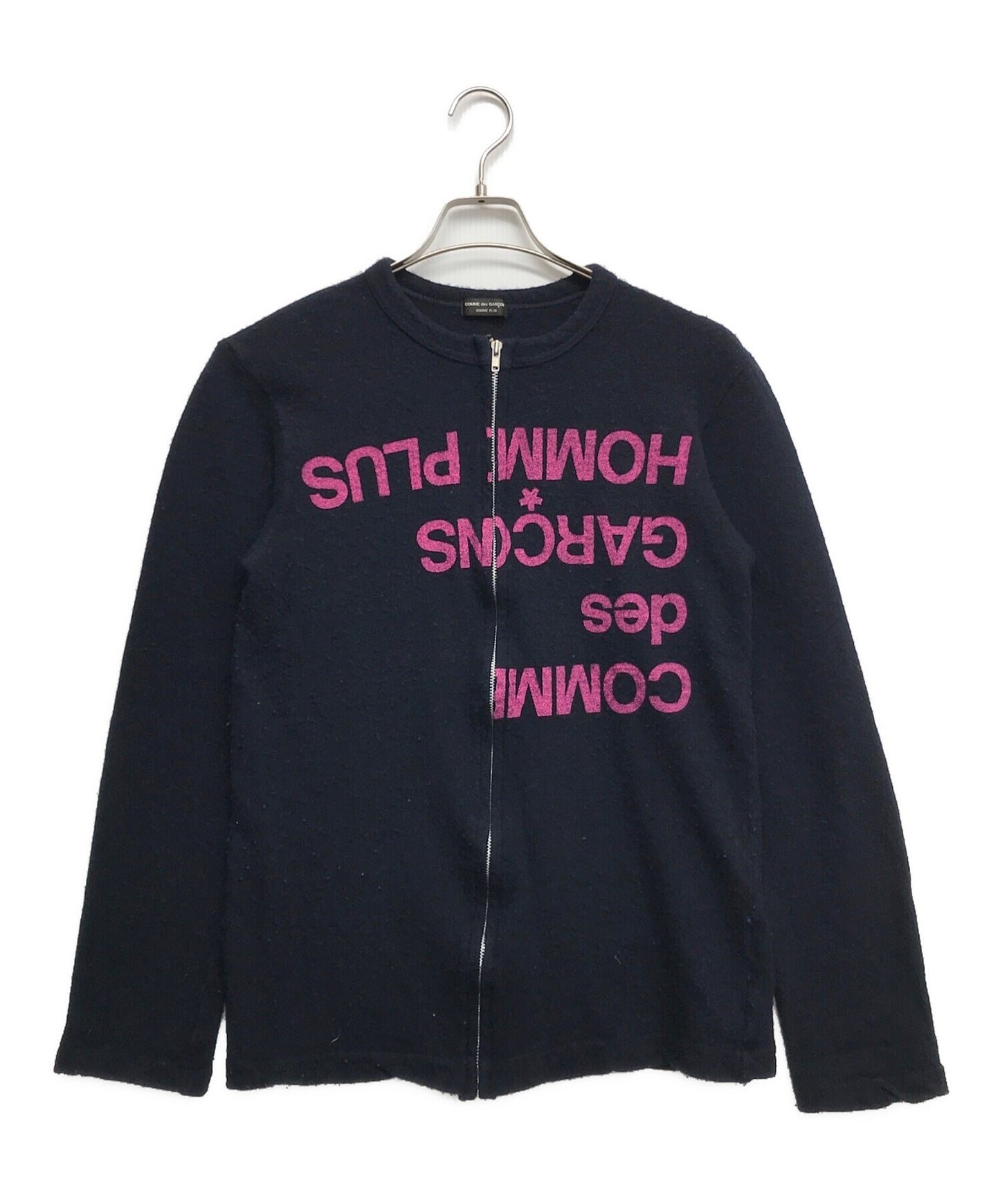 [Pre-owned] COMME des GARCONS HOMME PLUS Woolen Shrunken Reversed Logo Zip Knit Knit Hoodie PT040440