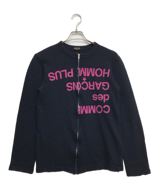 [Pre-owned] COMME des GARCONS HOMME PLUS Woolen Shrunken Reversed Logo Zip Knit Knit Hoodie PT040440