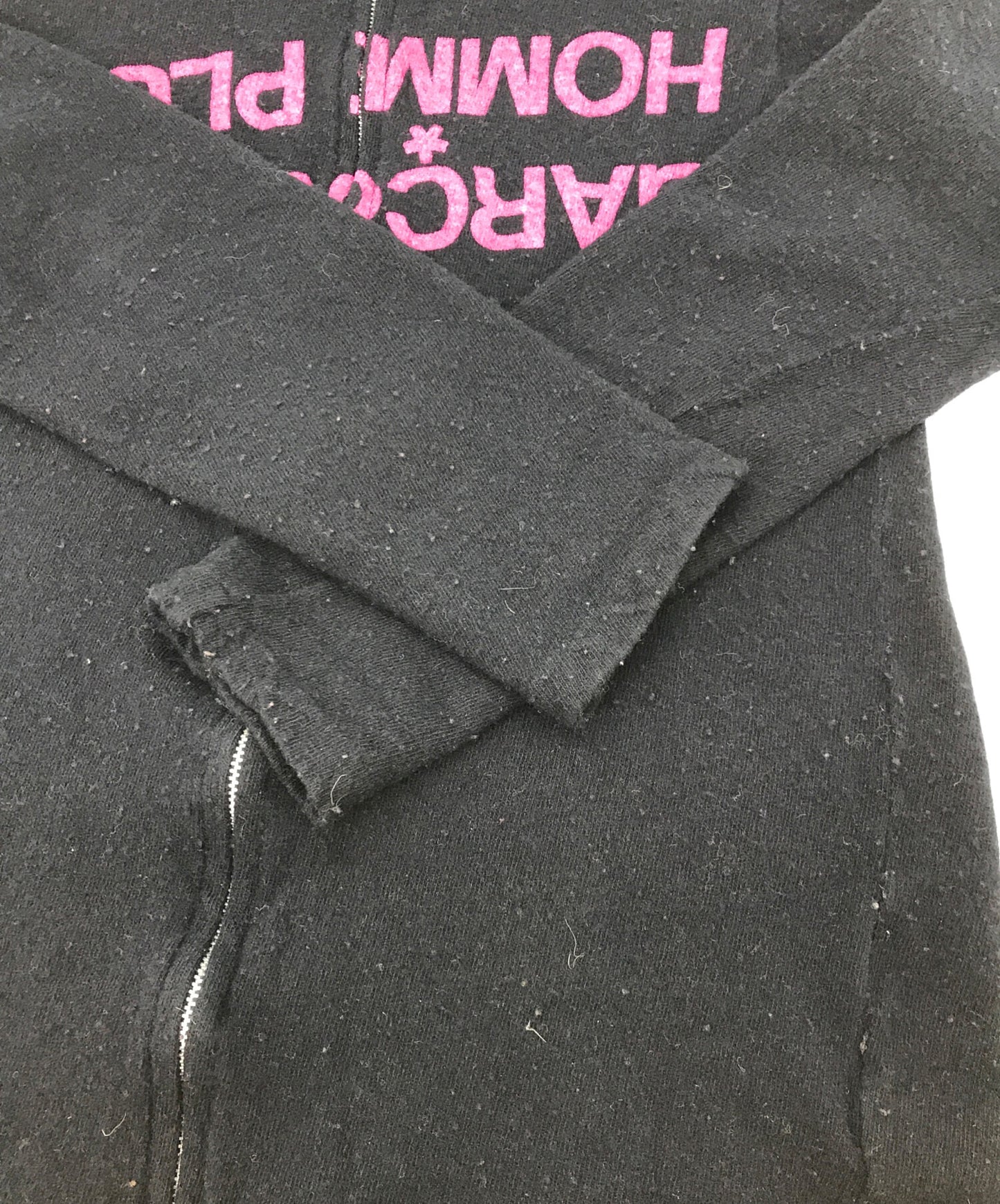 [Pre-owned] COMME des GARCONS HOMME PLUS Woolen Shrunken Reversed Logo Zip Knit Knit Hoodie PT040440