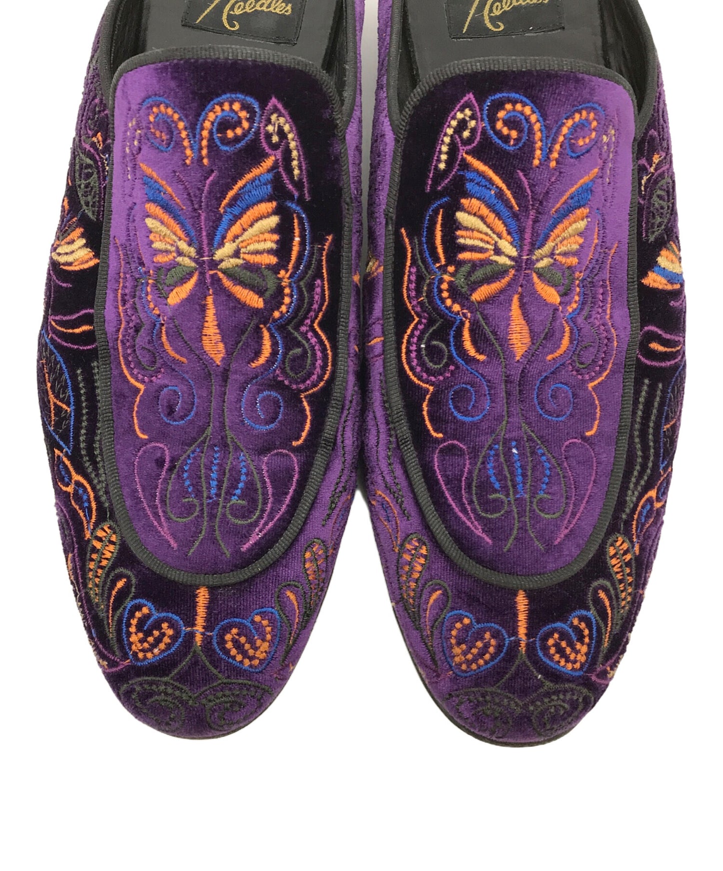 [Pre-owned] Needles Butterfly Embroidered Suede Mules Mule Shoes MB32796