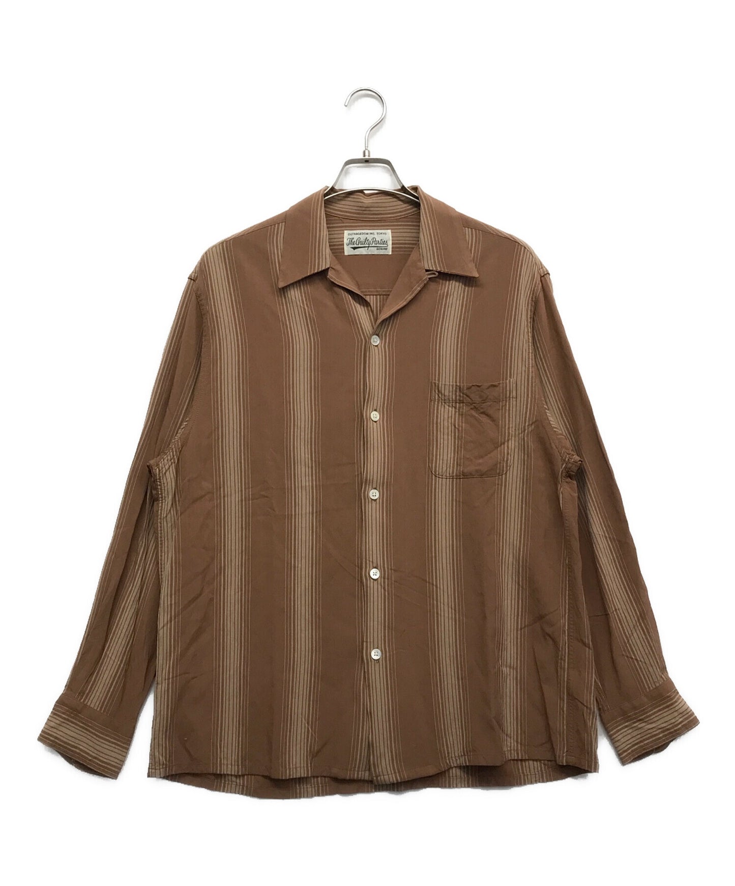 [Pre-owned] WACKO MARIA STRIPED OPEN COLLAR SHIRT/Striped open collar shirt shirt, long sleeve shirt