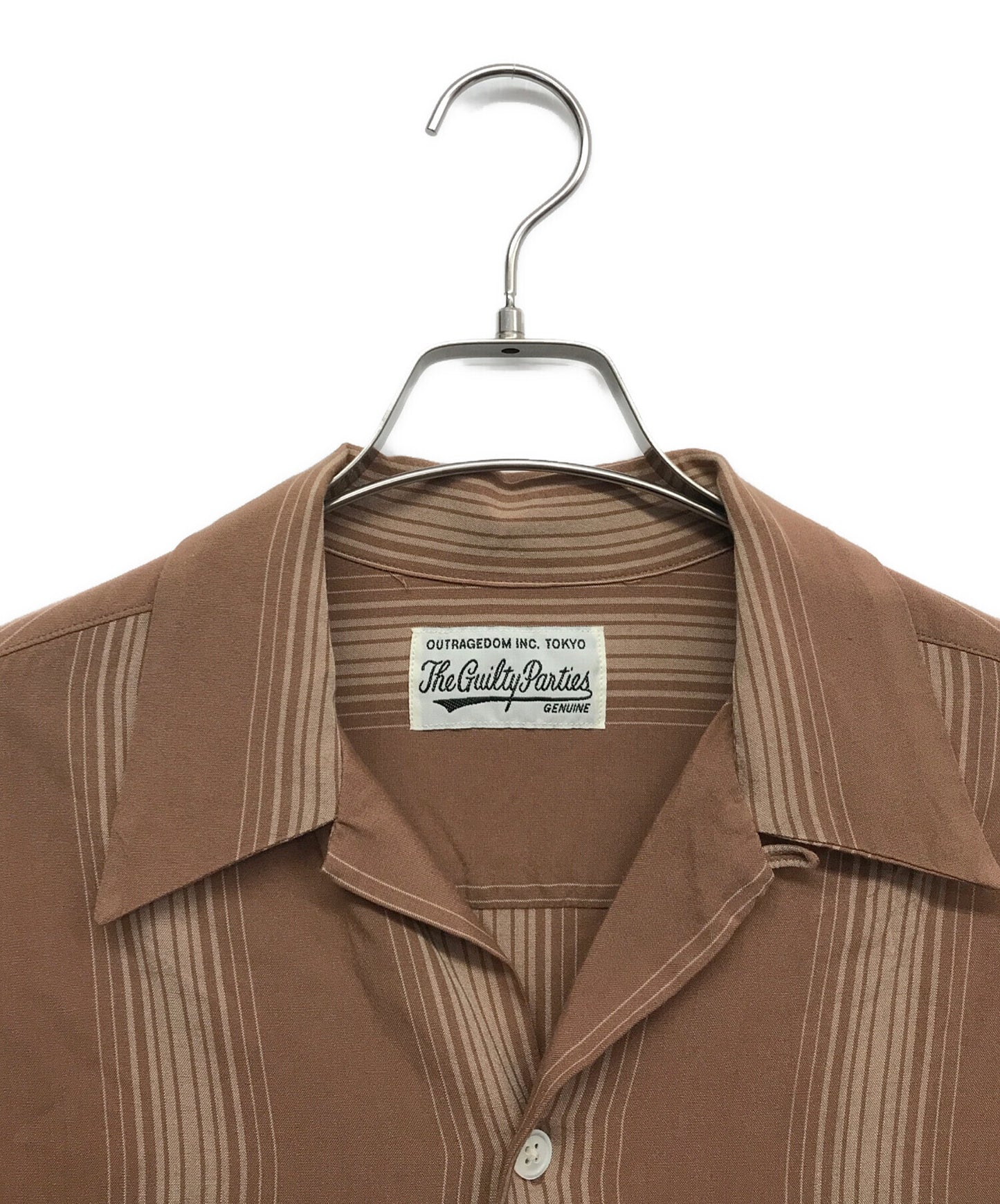 [Pre-owned] WACKO MARIA STRIPED OPEN COLLAR SHIRT/Striped open collar shirt shirt, long sleeve shirt