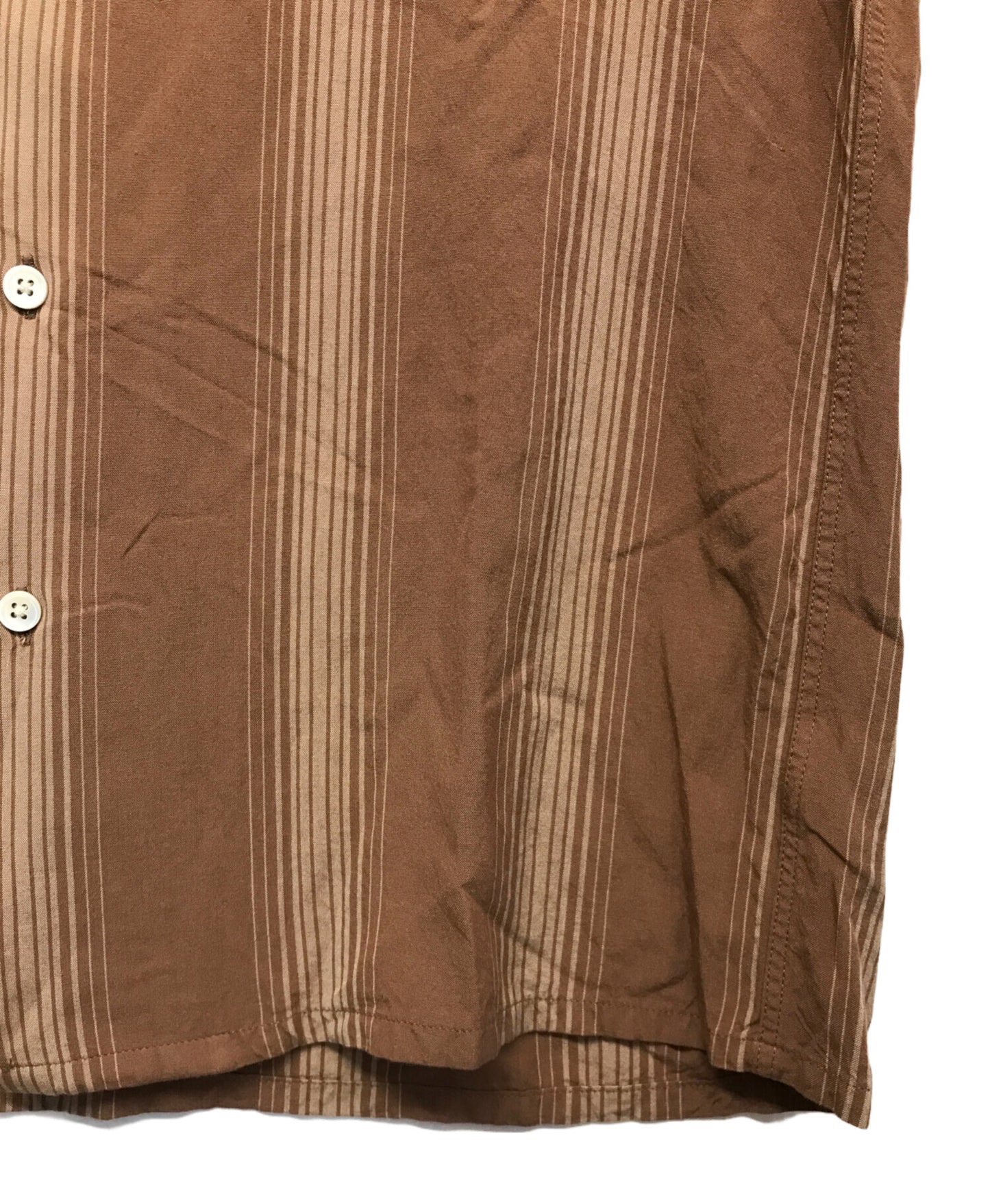 [Pre-owned] WACKO MARIA STRIPED OPEN COLLAR SHIRT/Striped open collar shirt shirt, long sleeve shirt