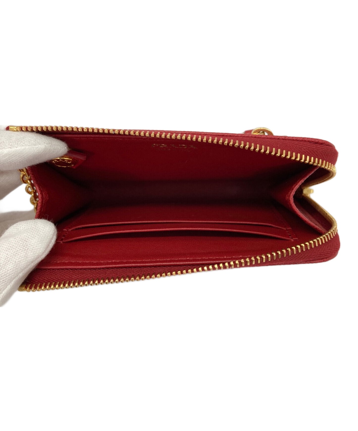 [Pre-owned] PRADA SAFFIANO METAL Key Pouch Wallet Coin Purse 1PP122