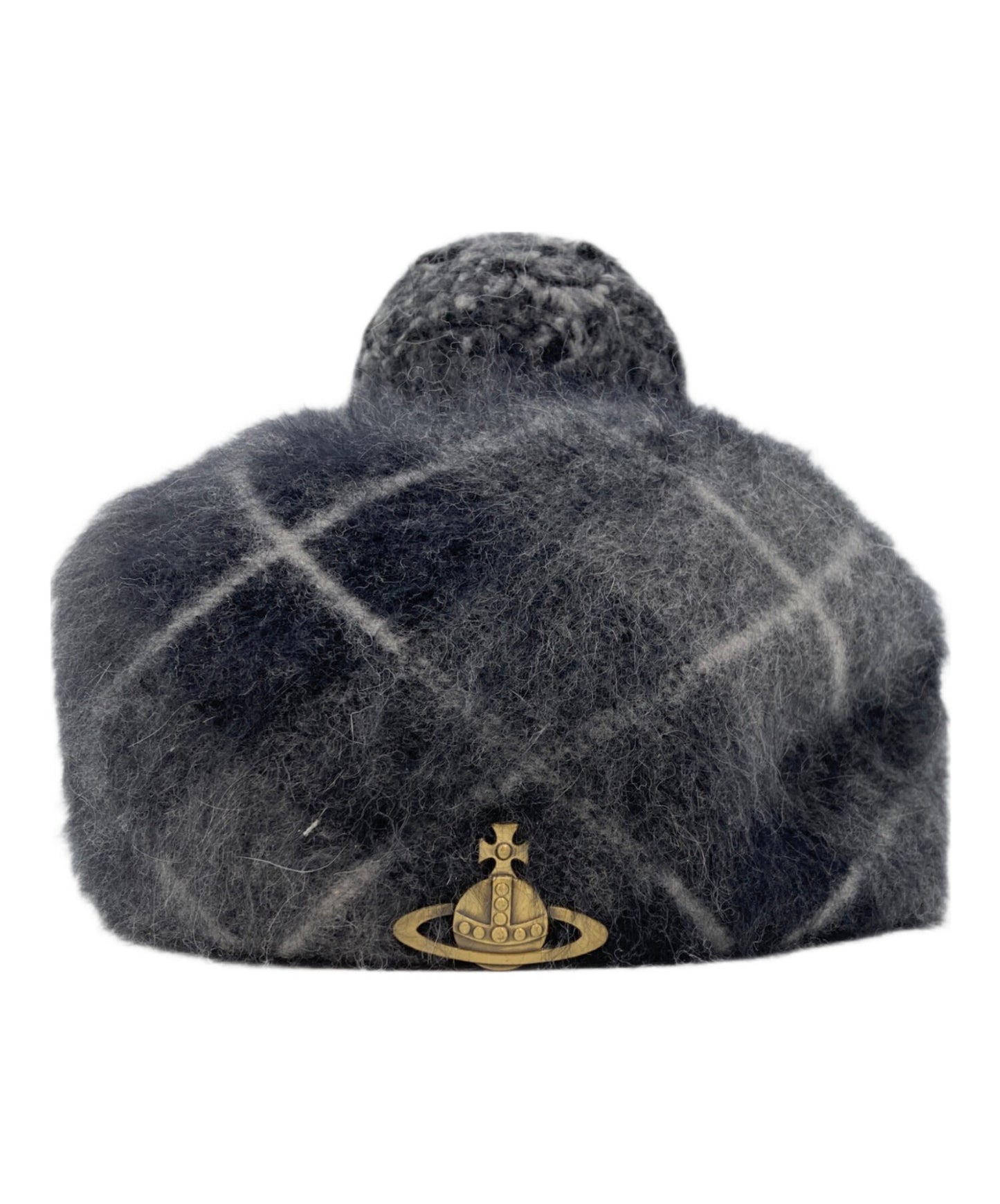 [Pre-owned] Vivienne Westwood Angora Wool Checkered Knit Beret, Checkered Knit Beret, Knit Beret, Beret, Hat, Knit Hat