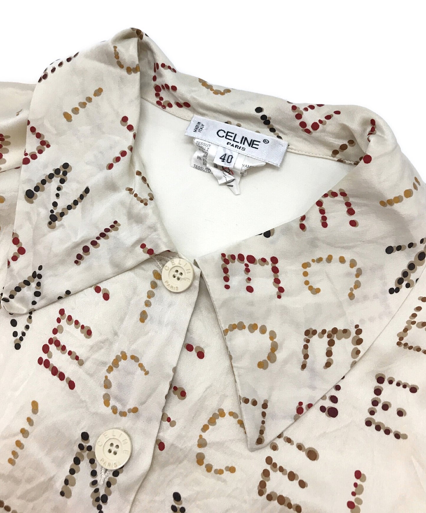 [Pre-owned] CELINE Cutout Logo Silk Shirt
