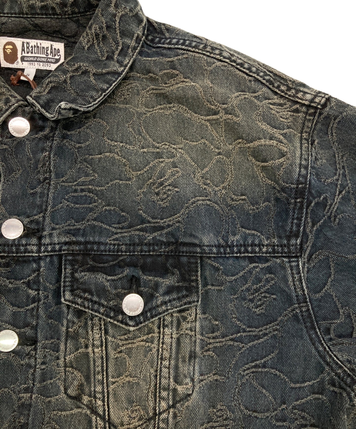 [Pre-owned] A BATHING APE LINE CAMO JACQUARD 13OZ DENIM JACKET 001ljl301310m