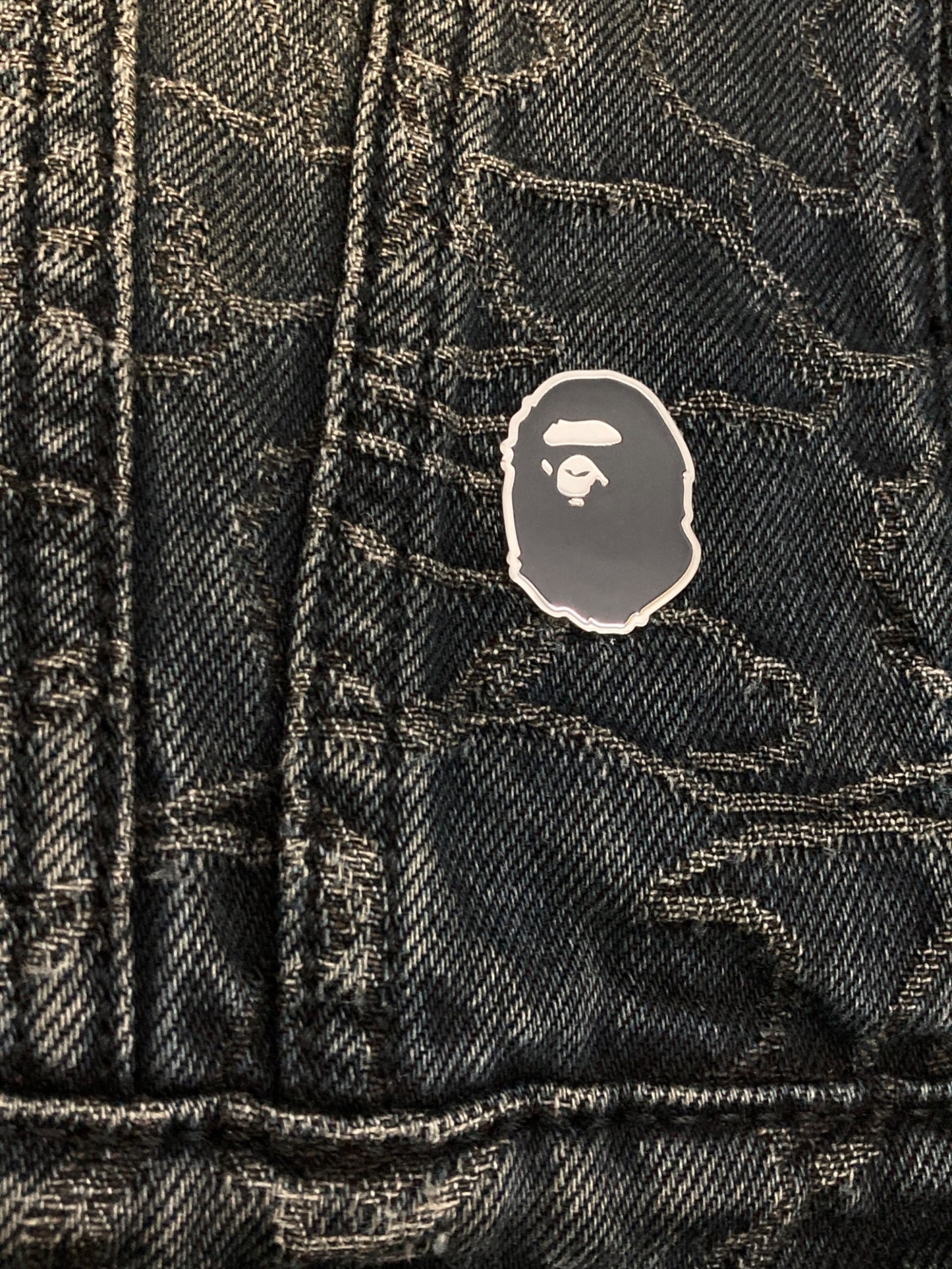 [Pre-owned] A BATHING APE LINE CAMO JACQUARD 13OZ DENIM JACKET 001ljl301310m