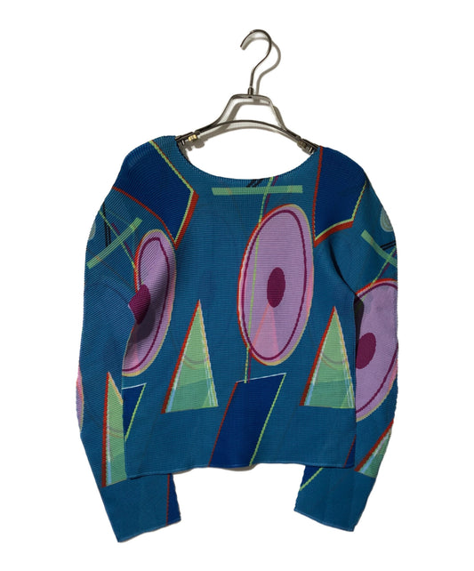 [Pre-owned] me ISSEY MIYAKE Pleated blouse with all-over pattern MI23FJ772