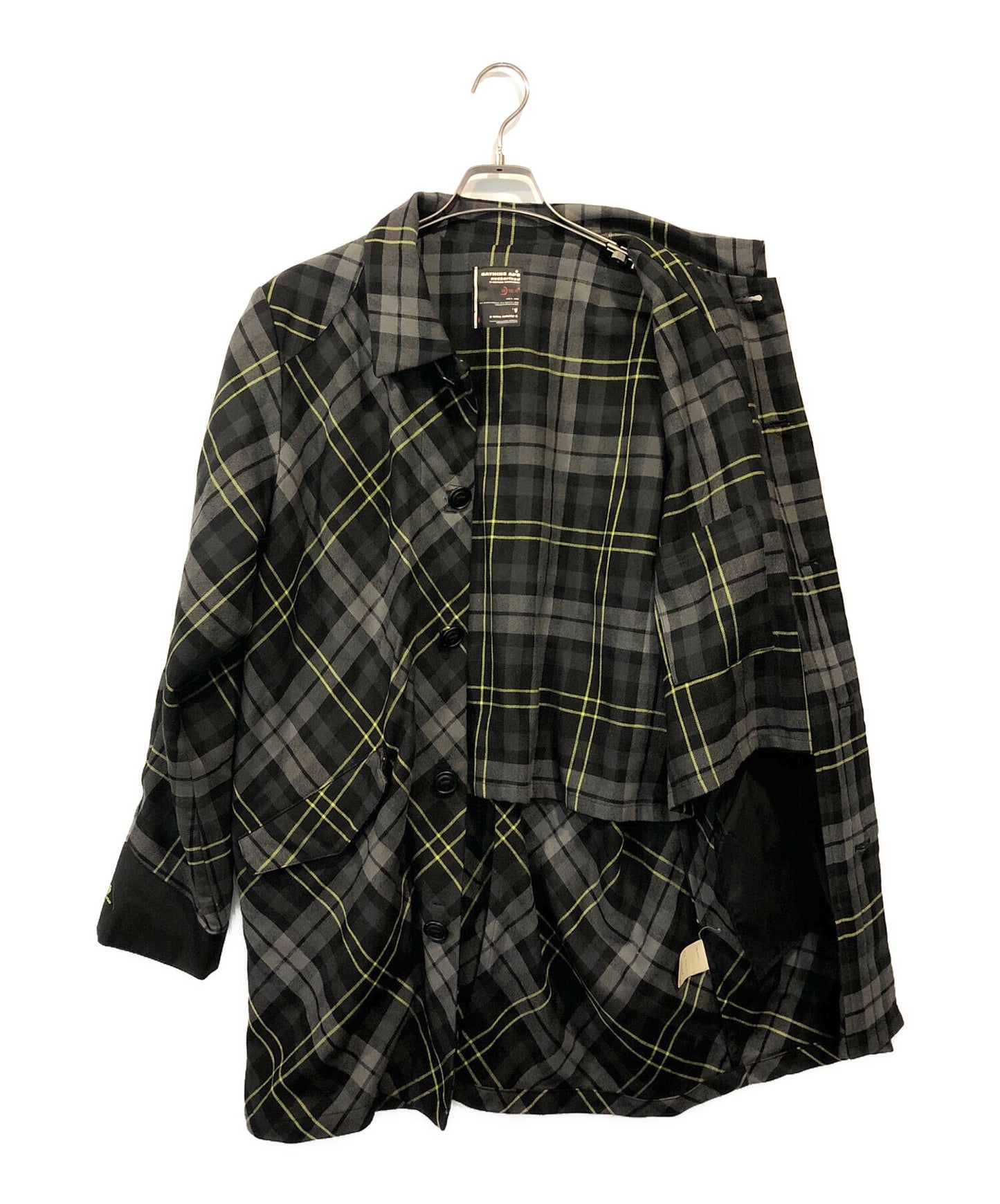 [Pre-owned] A BATHING APE Wool Check Stencil Collar Coat