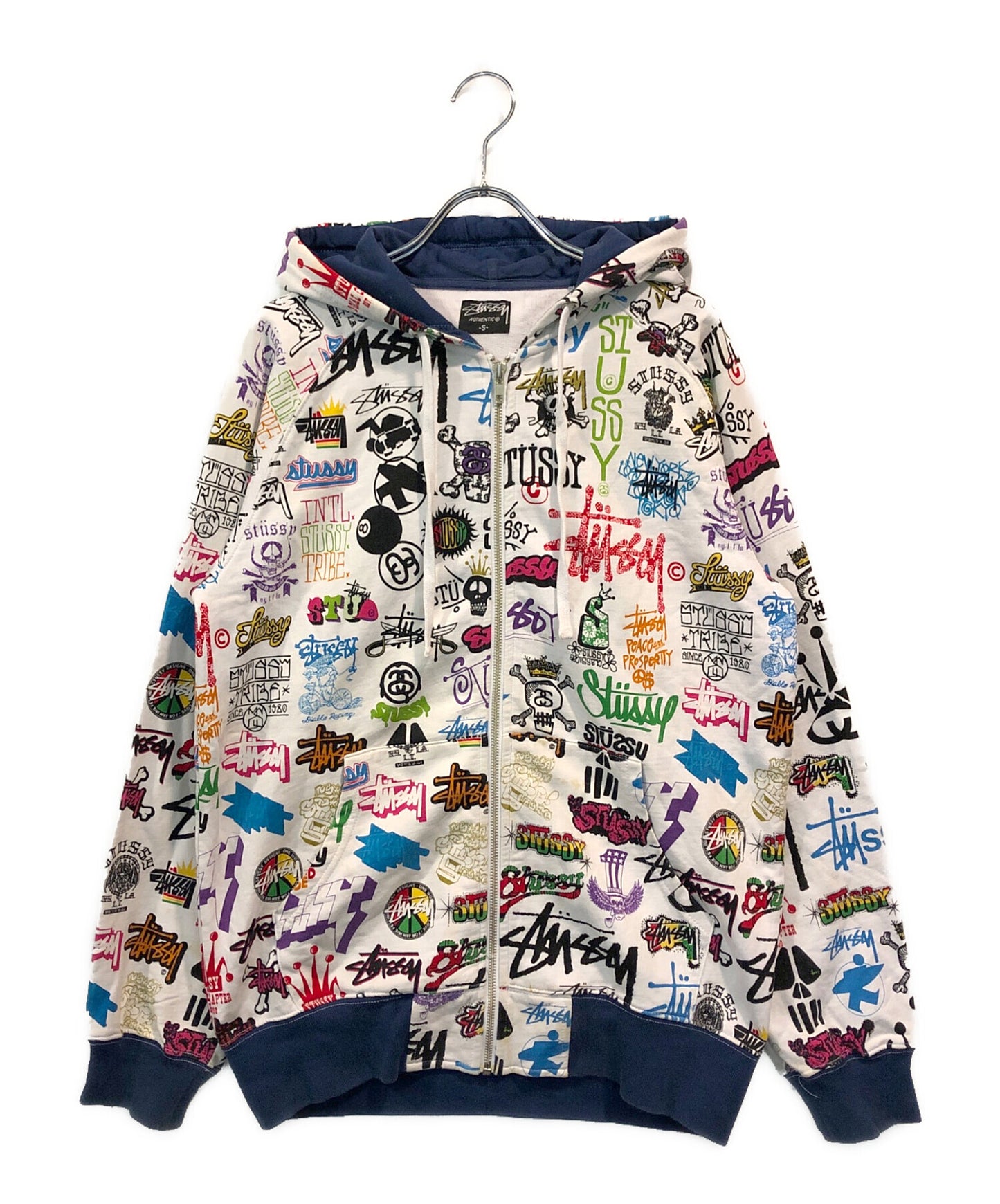 [Pre-owned] stussy Logo-printed zip parka of successive generations