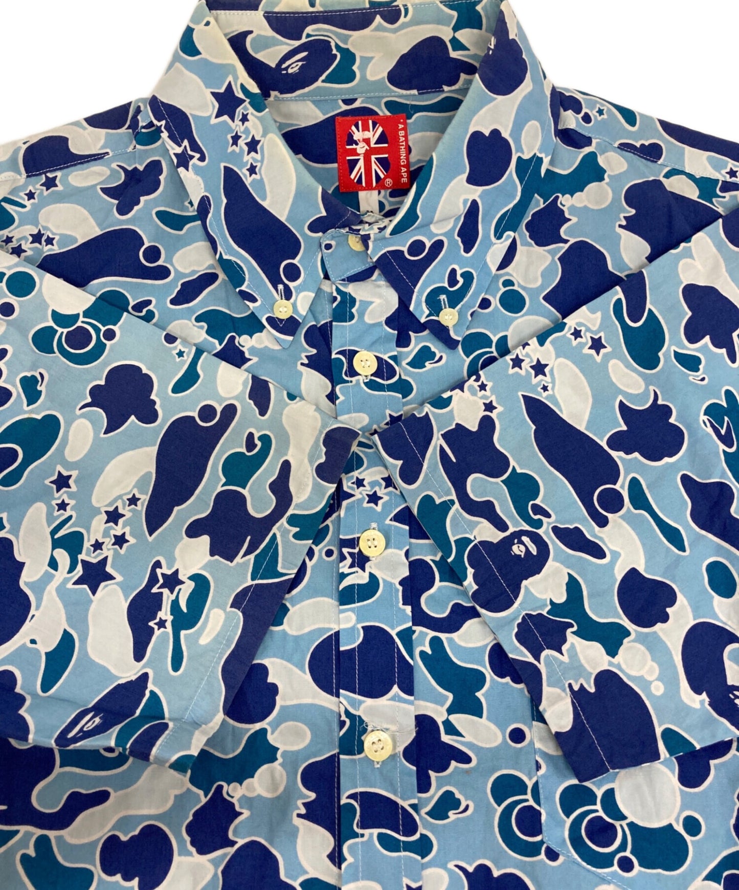 [Pre-owned] A BATHING APE Blue monkey camo short sleeve shirt