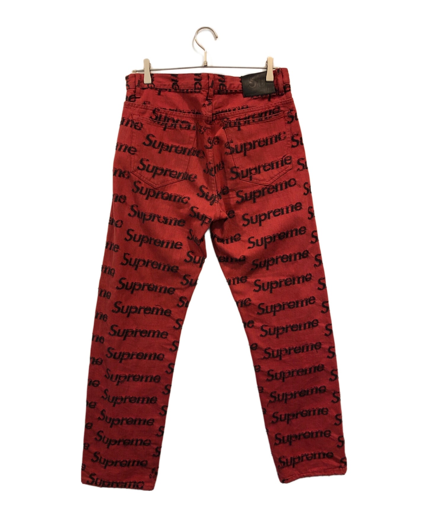 [Pre-owned] SUPREME Fray logo regular jeans "Red".