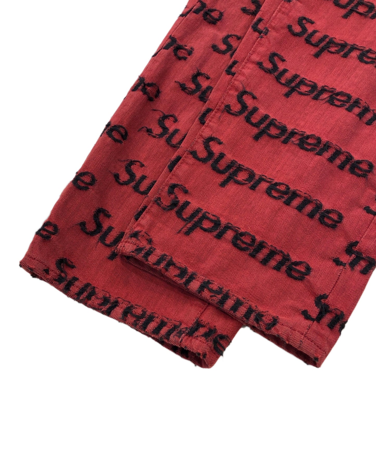 [Pre-owned] SUPREME Fray logo regular jeans "Red".